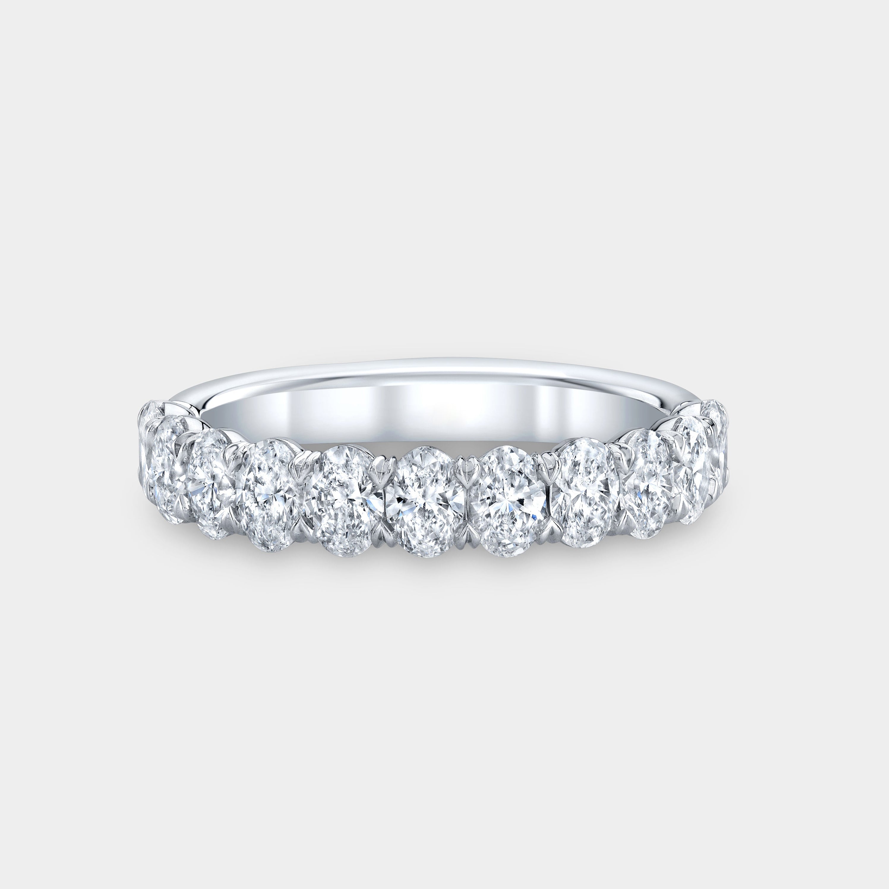 1.25ct Victoria 0.10ct Each 1ct Petite Oval Cut Diamond 1/2 Way Wedding Band in Platinum