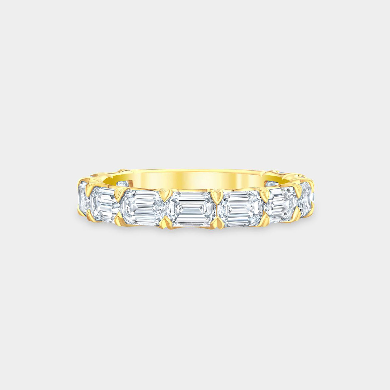2.50ct Emerald Cut Diamond East West Chloe 3.00mm 14K Yellow Gold Wedding Band