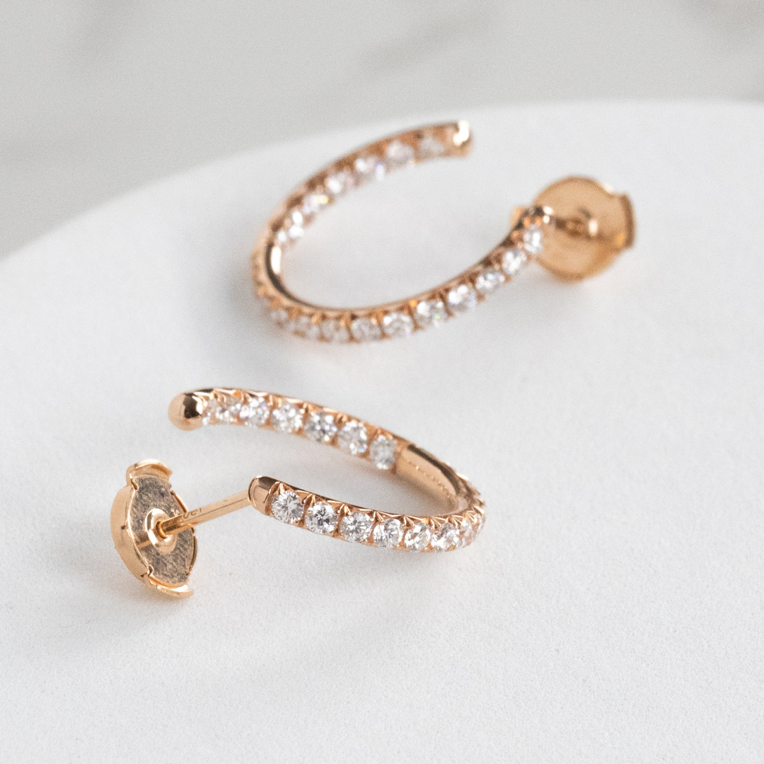 1ct Round Diamond The Jackie Inside-Out Hoop Rose Gold Earrings in 18k Rose Gold