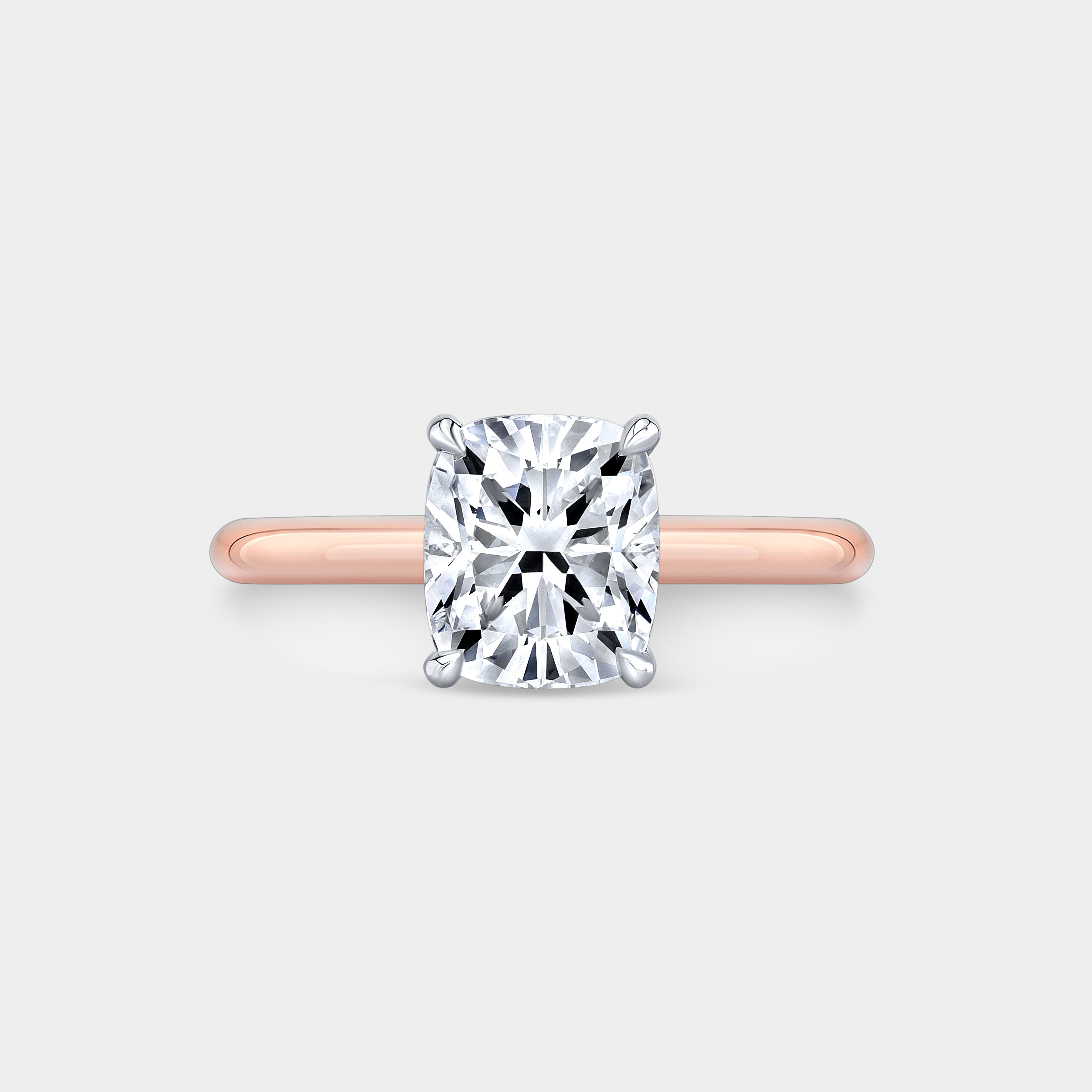 Cushion Diamond Hidden Halo Solitaire Rose Gold And Platinum Engagement Ring