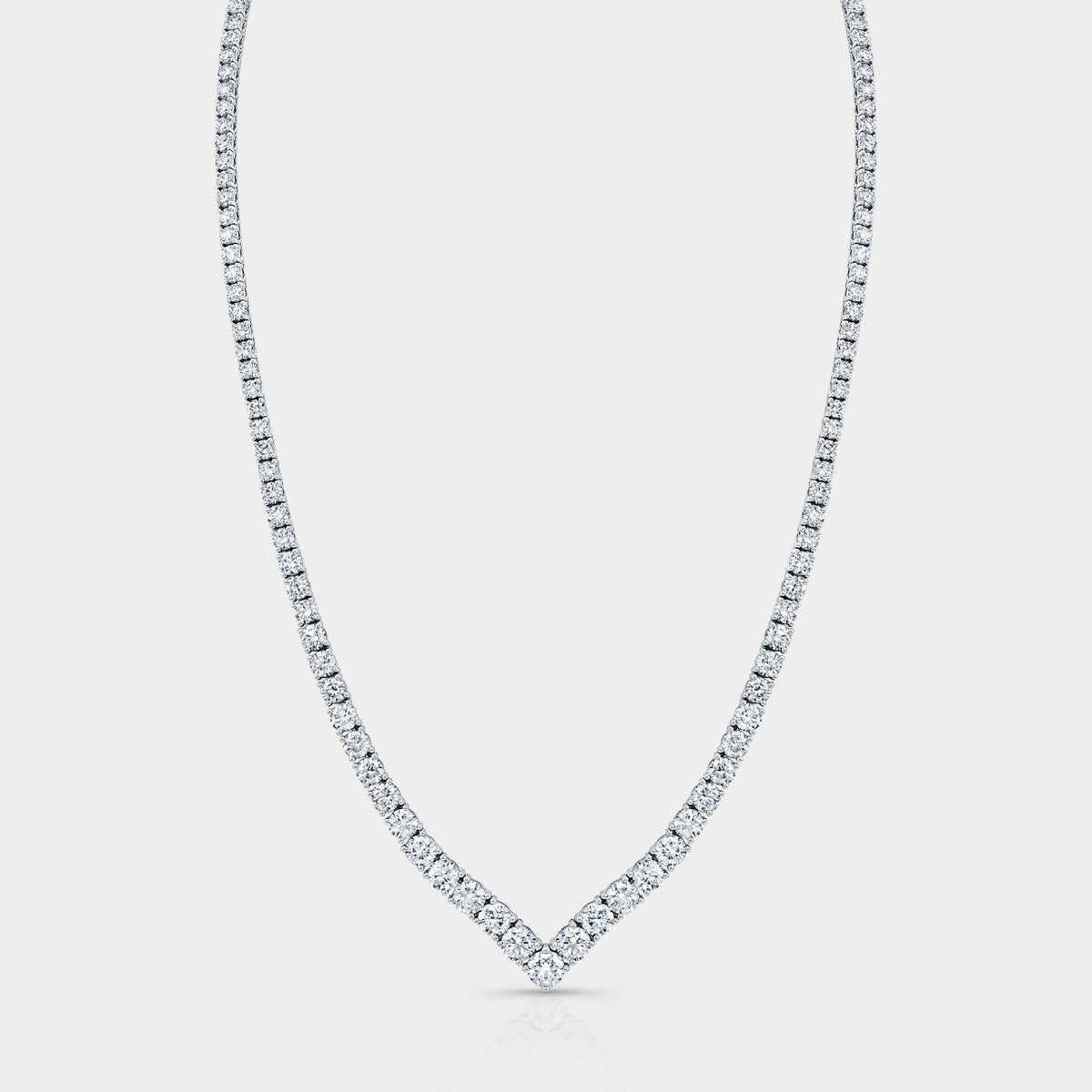 16.25ct Round Lab Grown Diamond Chevron White Gold Tennis Necklace in 14k white gold