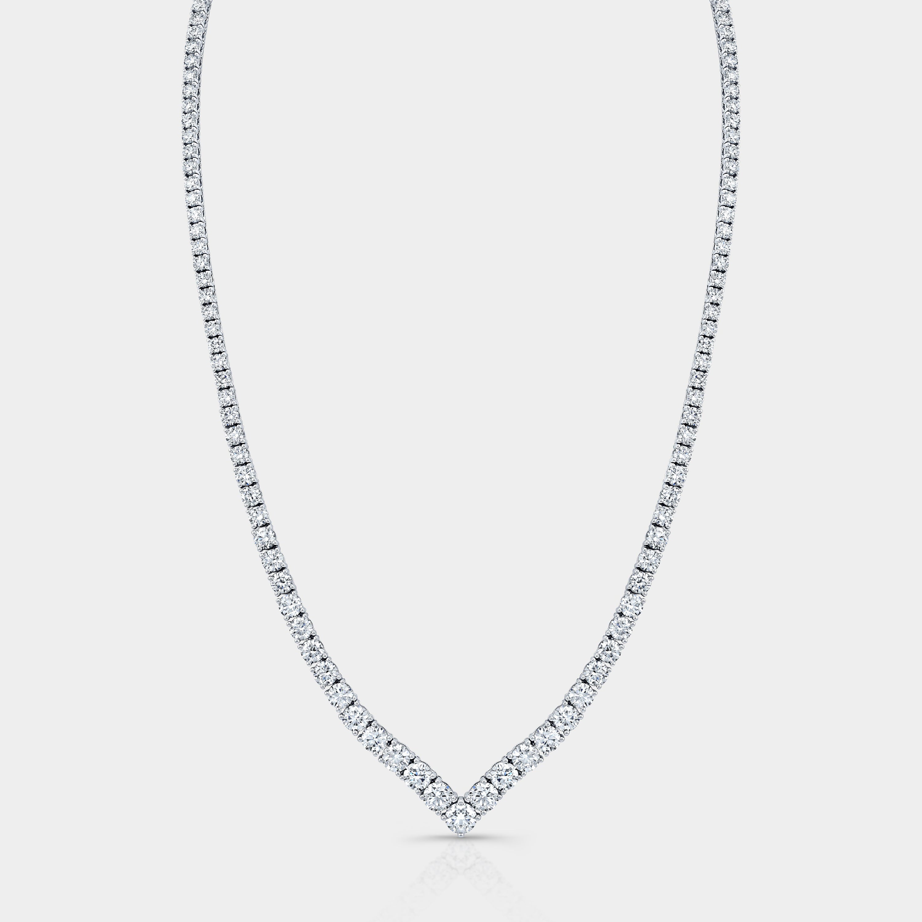 16.25ct Round Lab Grown Diamond Chevron White Gold Tennis Necklace in 14k white gold - 16.25ct Lab Grown