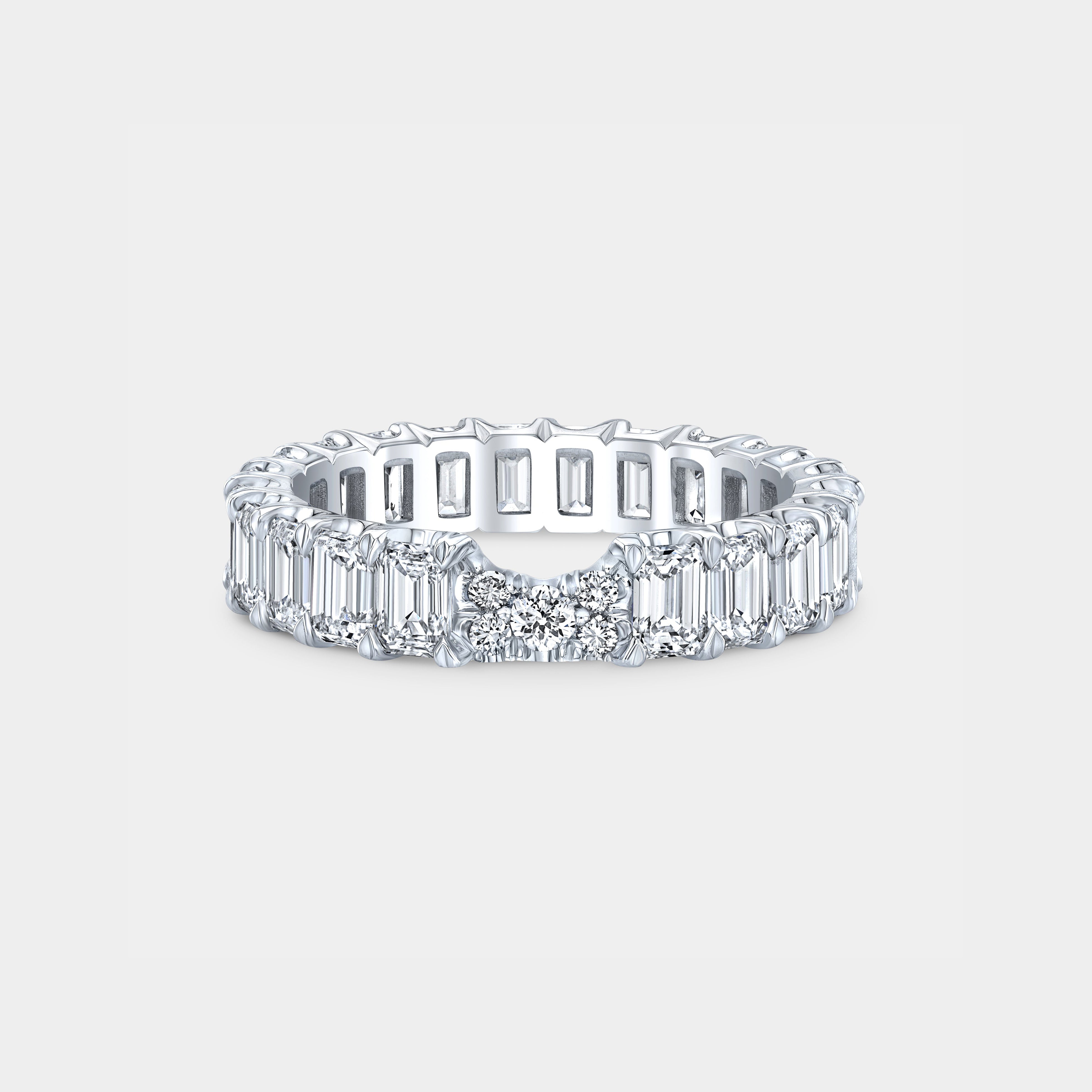 3.50ct Ribbon Contour Emerald Cut Diamond Eternity Band in Platinum