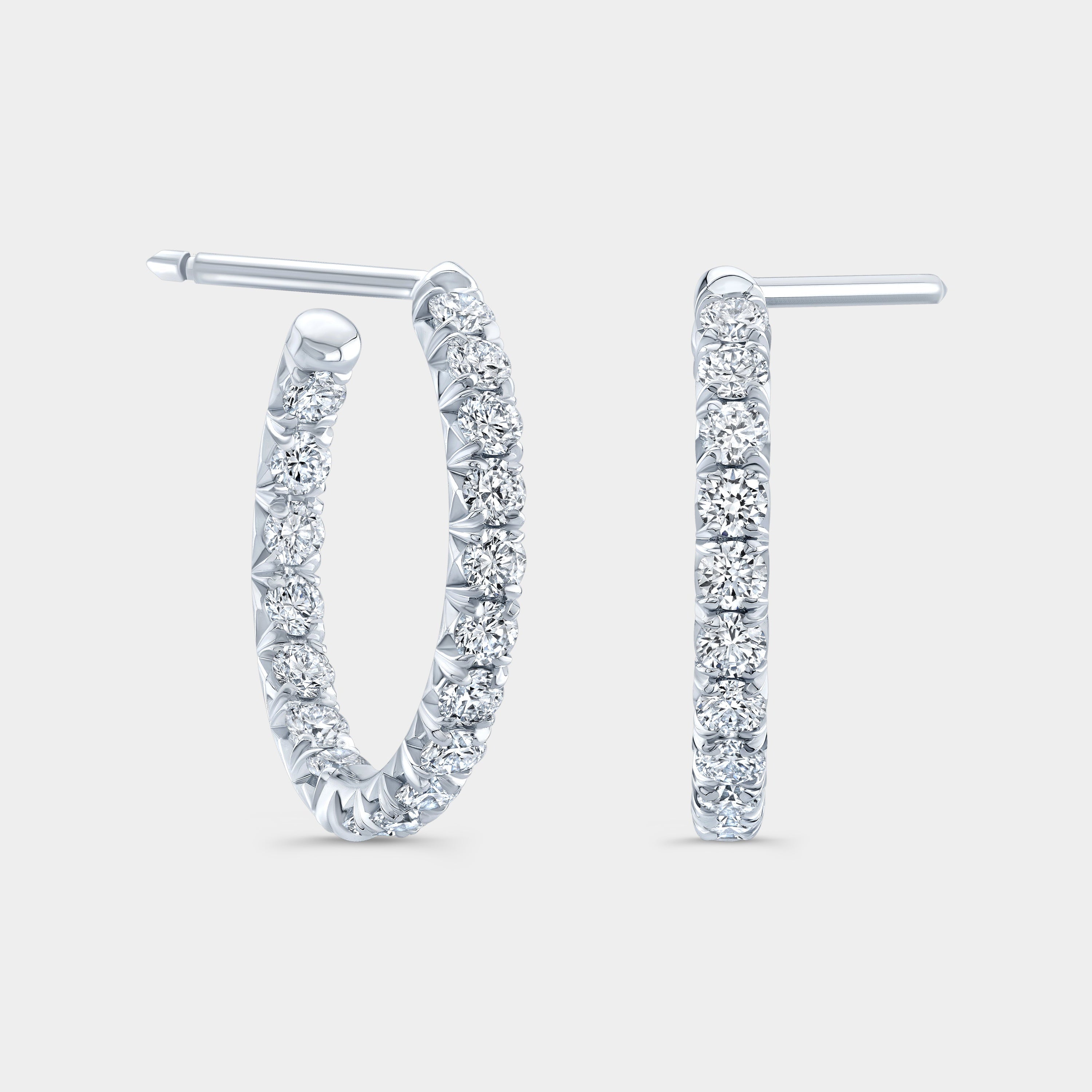 1.75ct The Jackie 0.85 Inch Round Shape Inside Out Diamond Hoop Earrings in 18k White Gold