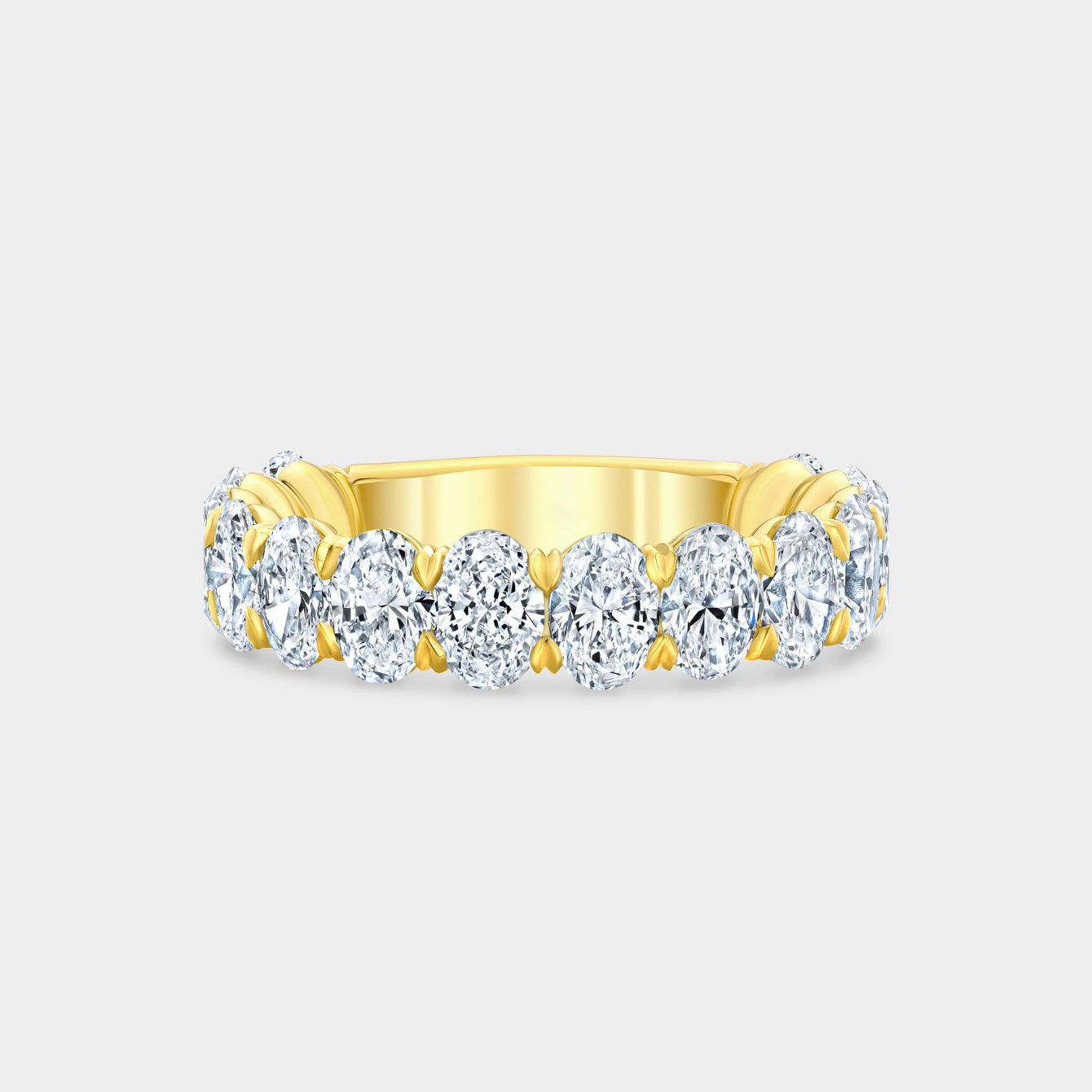 3ct Victoria Oval Diamond 5.0mm Yellow Gold Wedding Band in 14k yellow gold