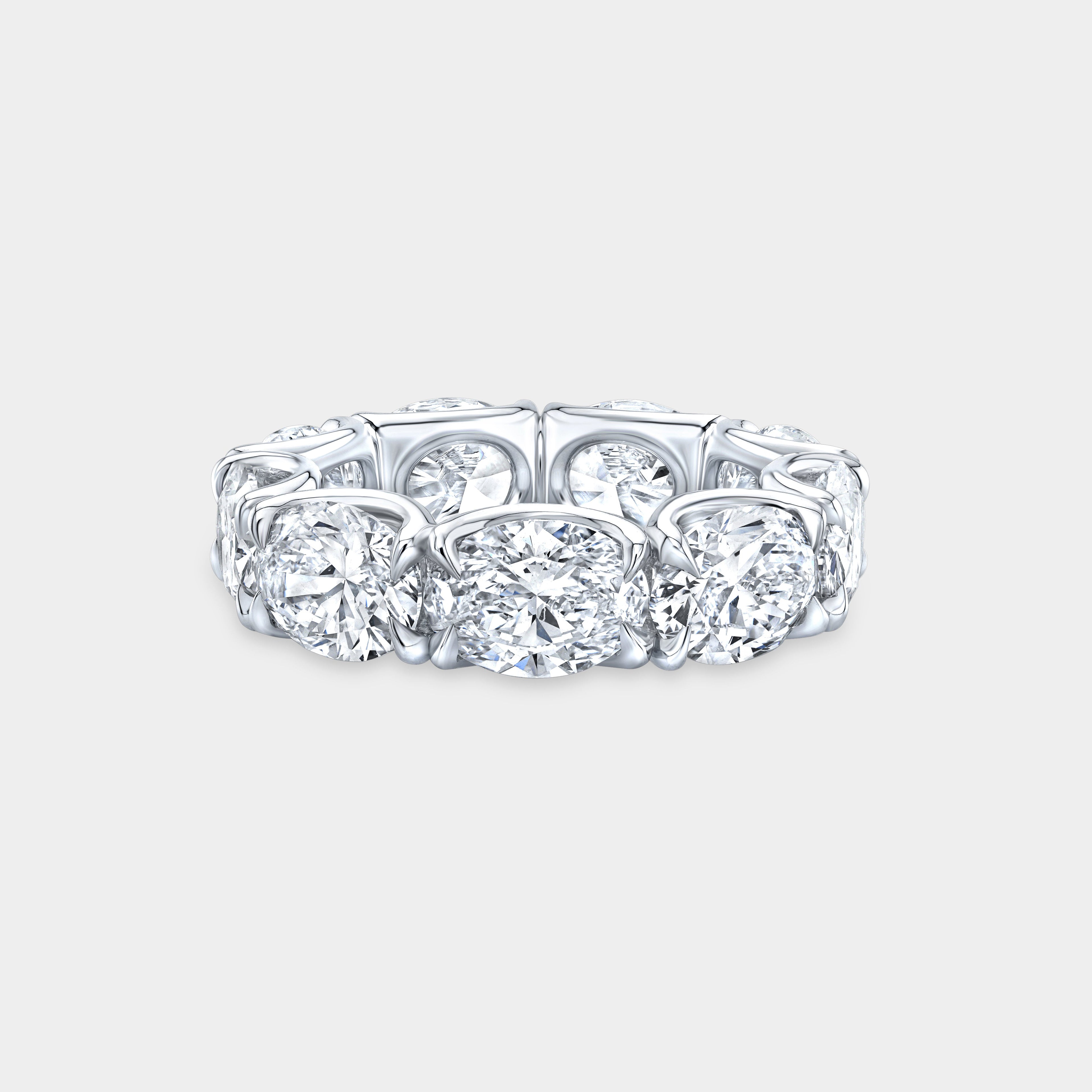 7.5ct Lab Grown Oval Diamond East West U Gallery Eternity Wedding Band in platinum