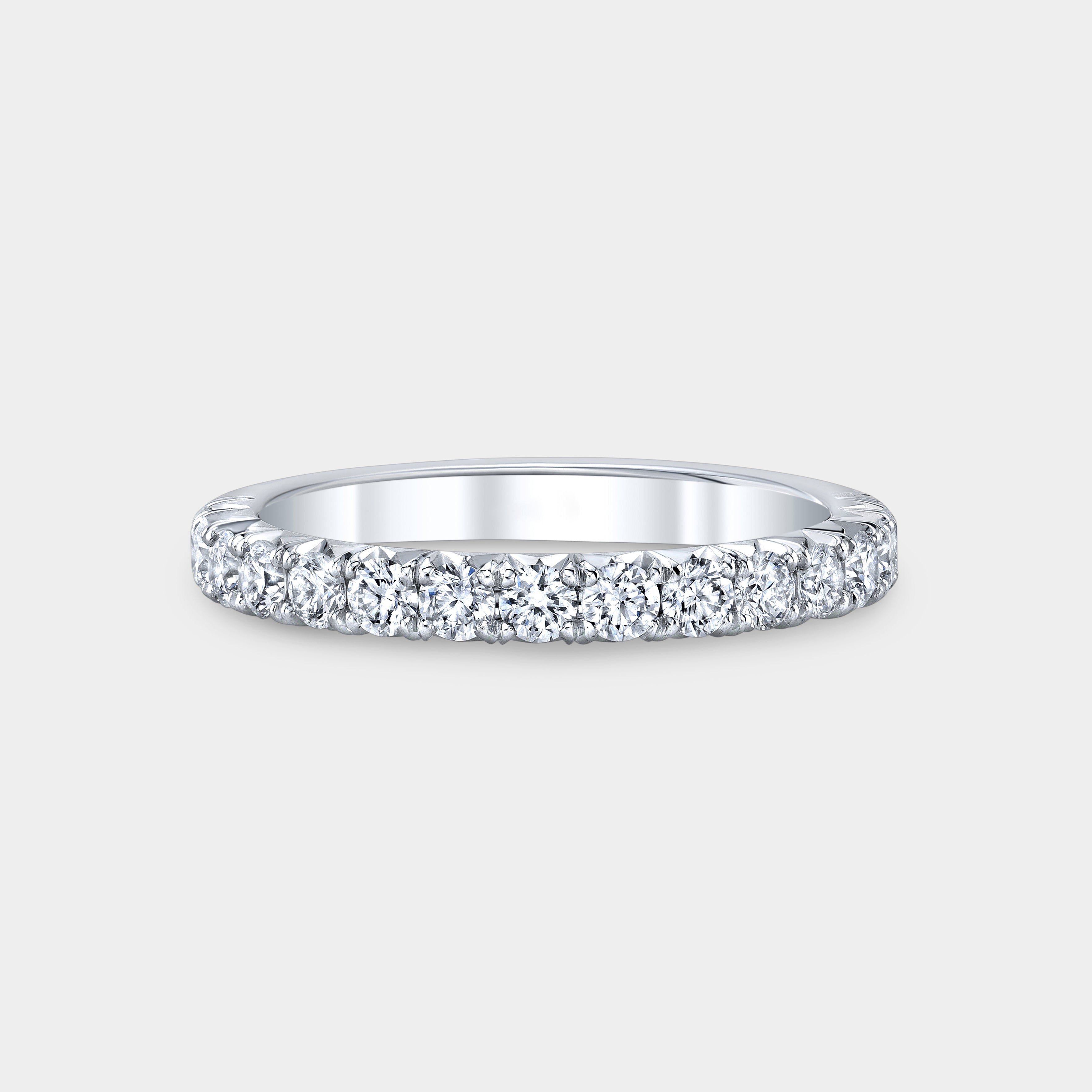 0.50ct French Pave 1/2 Way Diamond  Platinum Wedding Band - 0.50ct Lab Grown