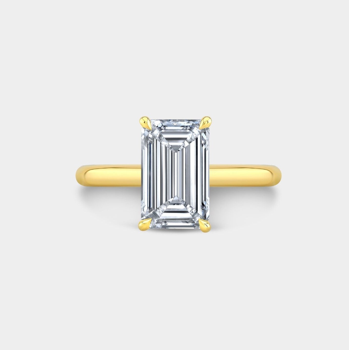 2ct Emerald Diamond Hidden Halo Yellow Gold Solitaire Engagement Ring in 14k Yellow Gold - 1.50ct Lab Grown