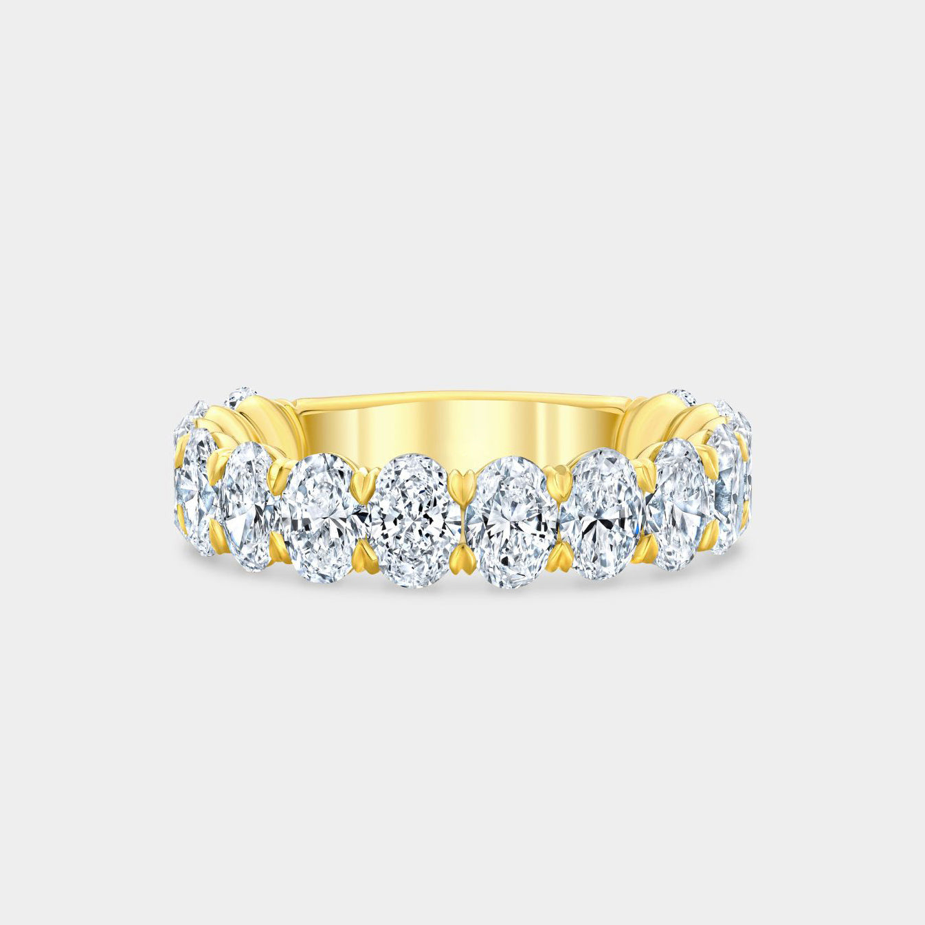 3ct Victoria Lab Grown Oval Diamond 5.0mm Yellow Gold Wedding Band in 14k yellow gold