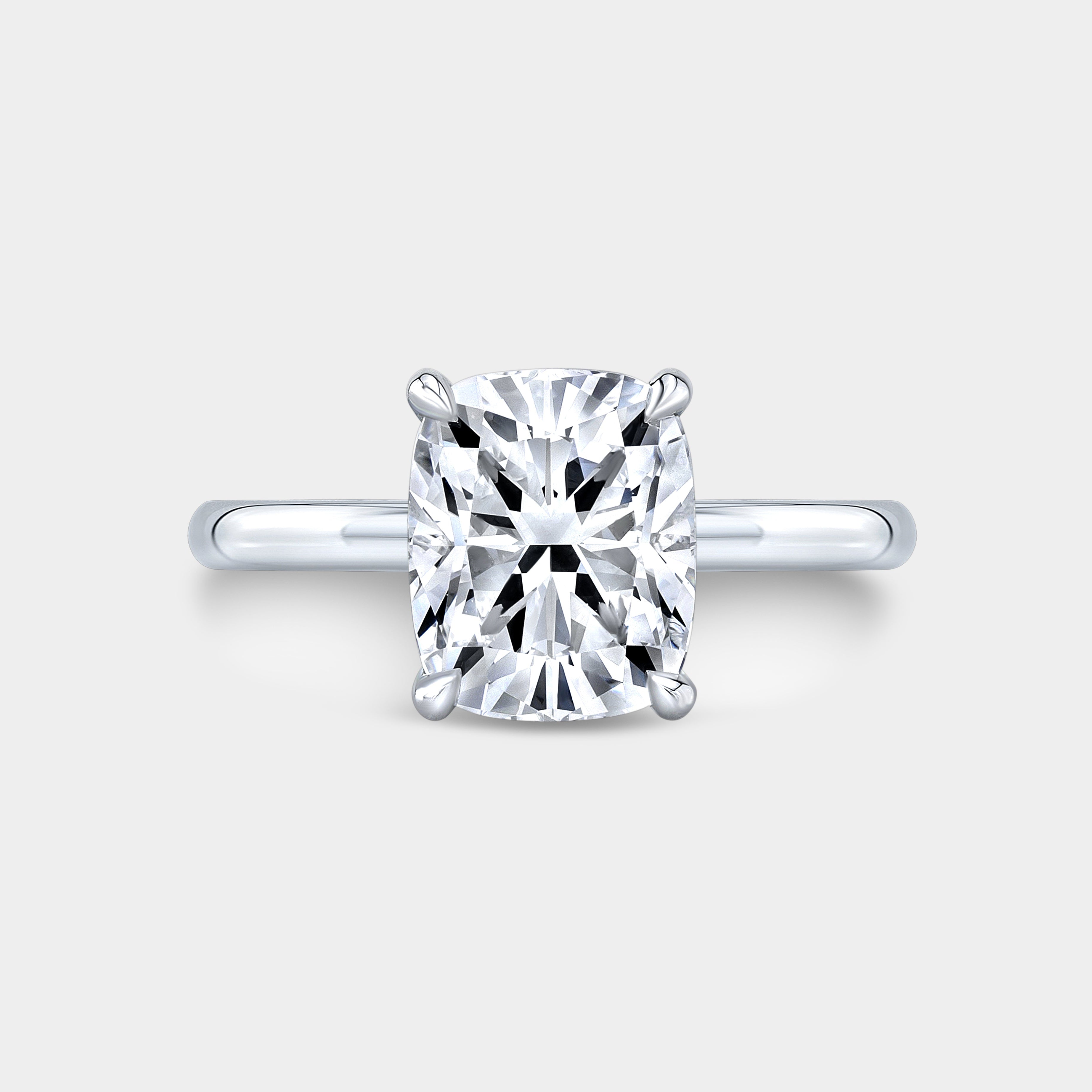 Cushion Diamond Hidden Halo Cathedral Solitaire White Gold Engagement Ring