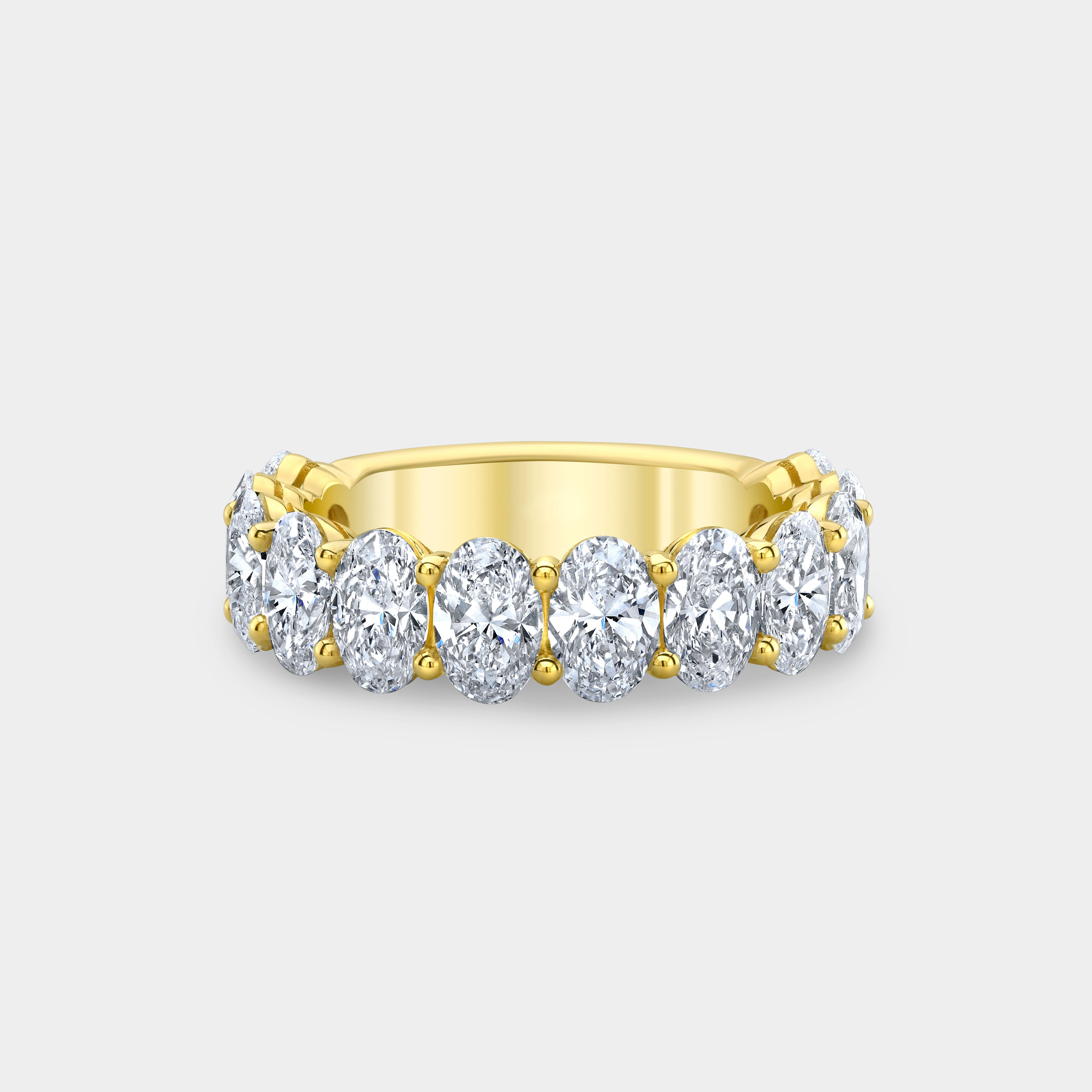 4ct Oval Diamond 3/4 Way Yellow Gold Wedding Band