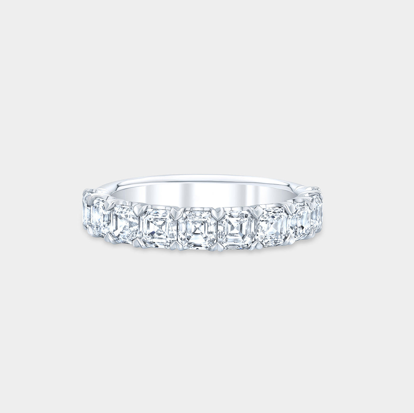 4ct Lab Grown Asscher Diamond Chloe 4.0mm Platinum Wedding Band