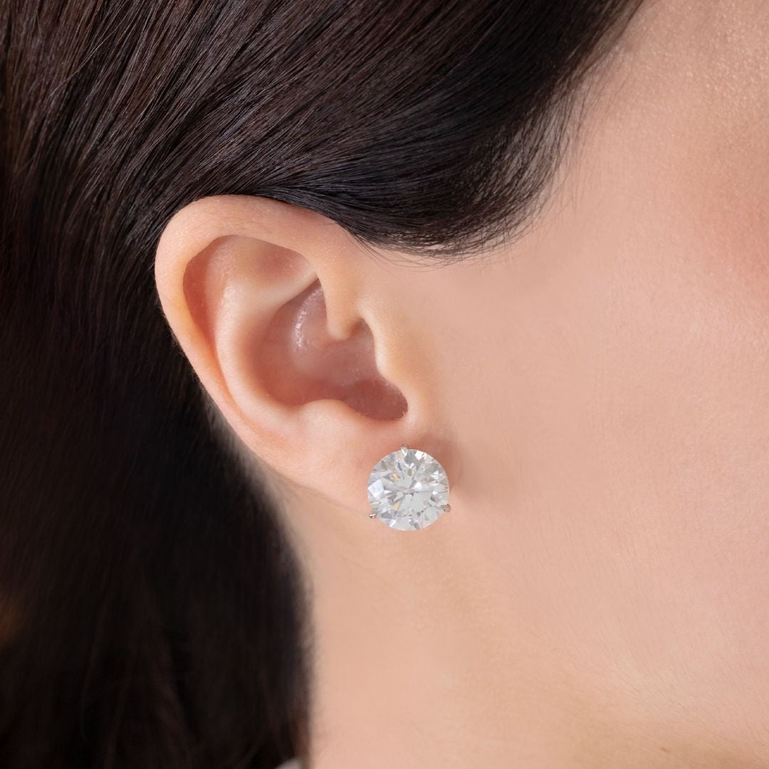 12ctw Lab Grown Round Diamond Stud Earrings in 14k white gold