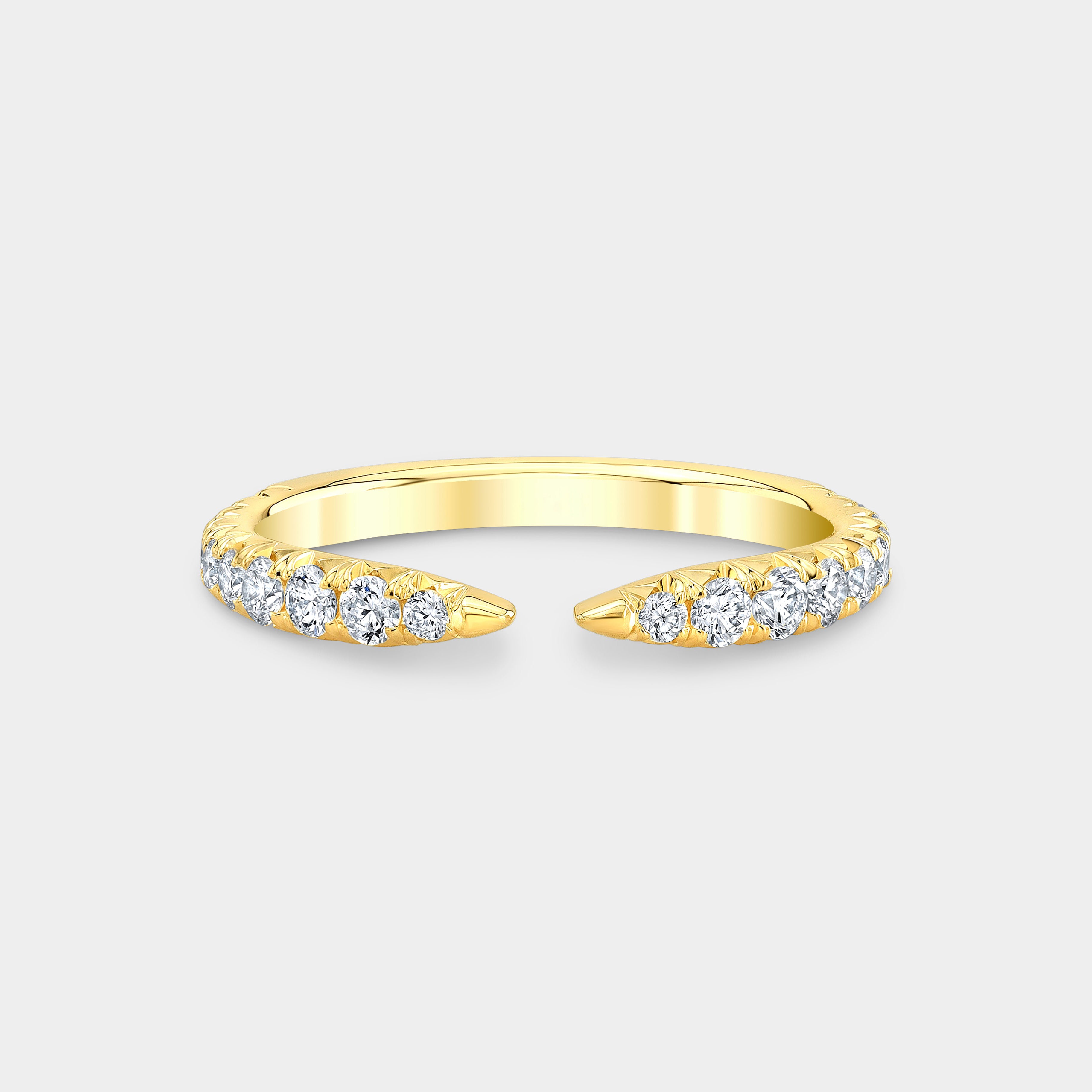 0.50ct French Pave Open Claw Lab Grown Round Diamond Wedding Band in 14k yellow gold - 0.50ct Lab Grown