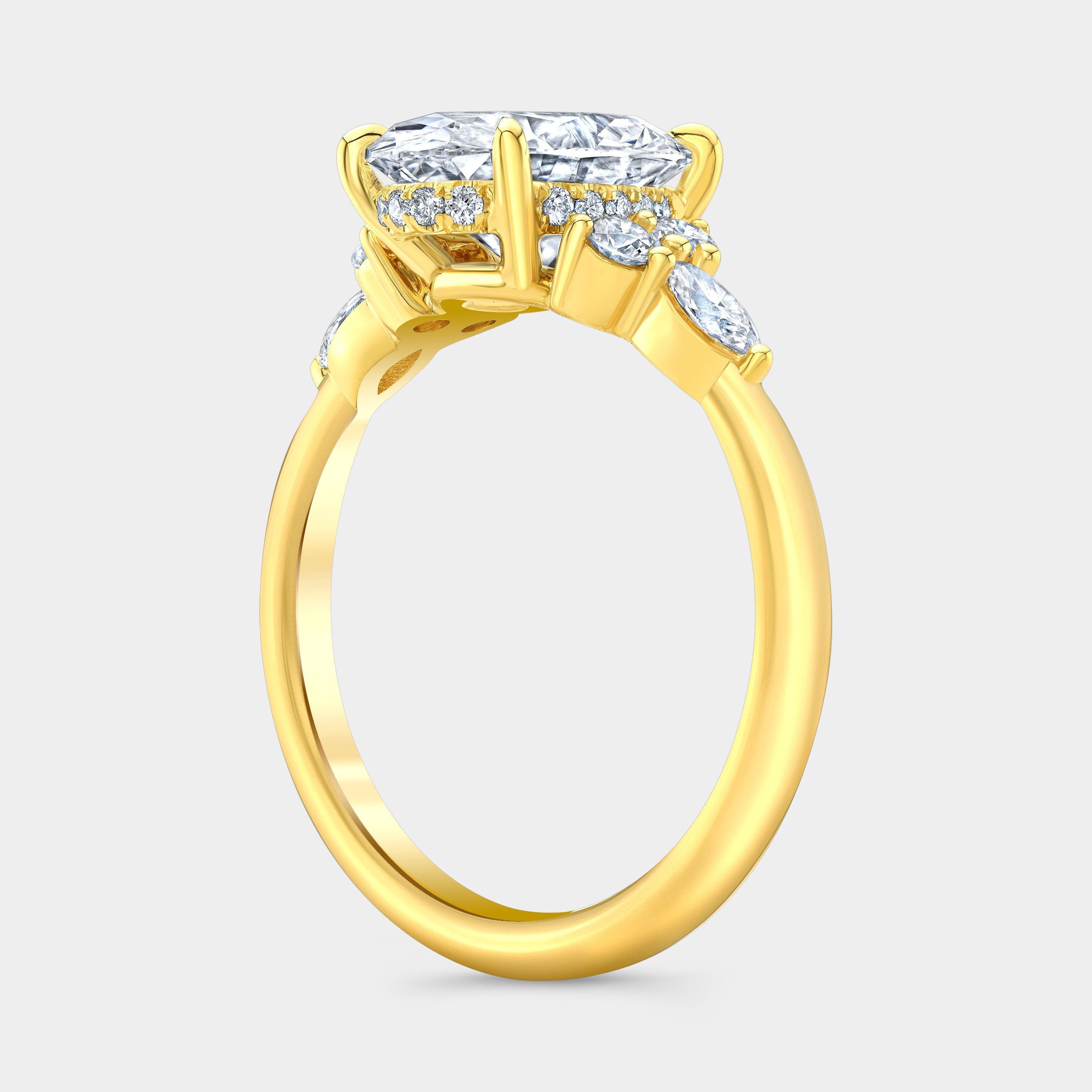 2.09ct Lab Grown Oval Diamond Claudia 7 Stone Yellow Gold Engagement Ring in 14K yellow gold - 2.09ct Lab Grown