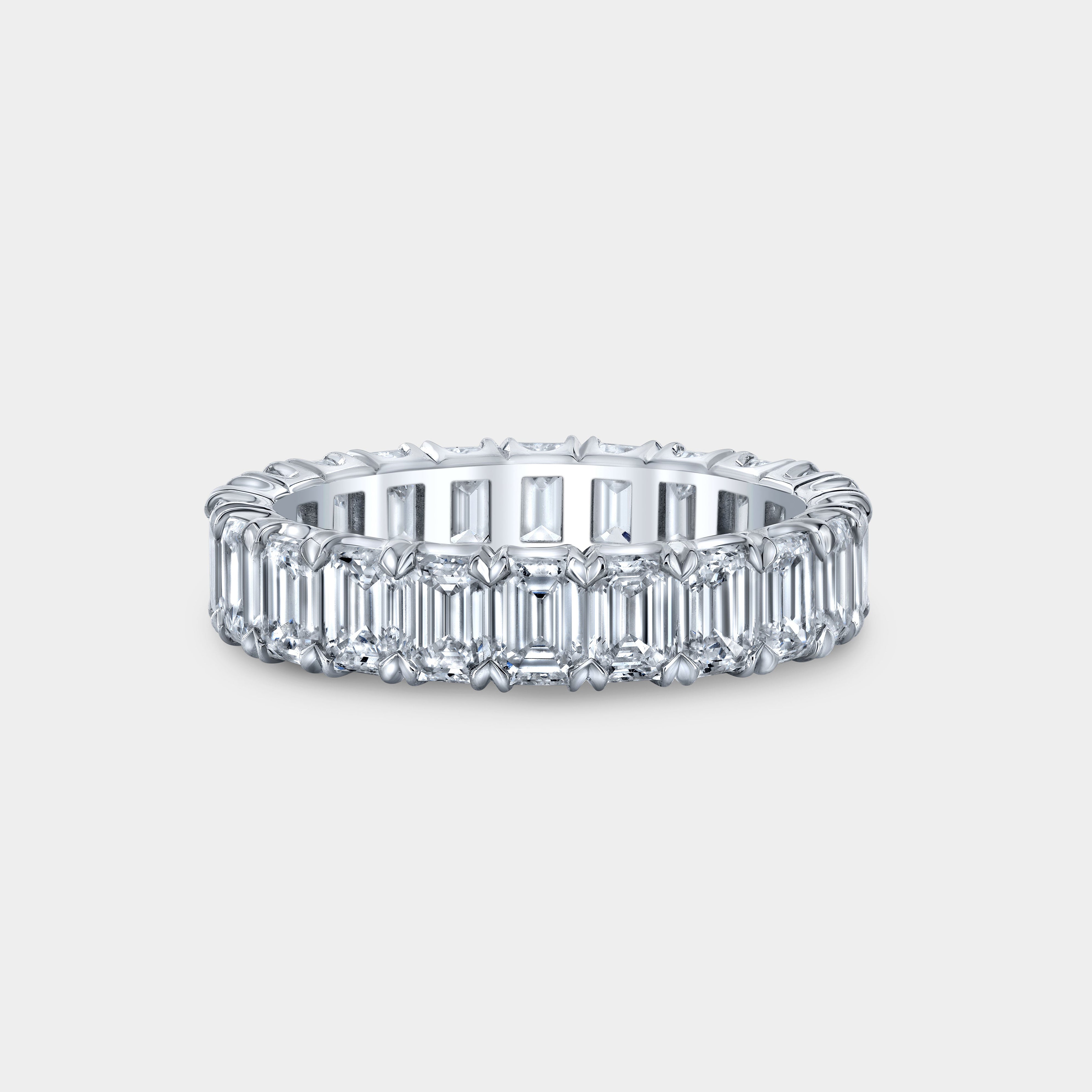 4.25ct Emerald Diamond Extra Low Profile Chloe Platinum Eternity Band