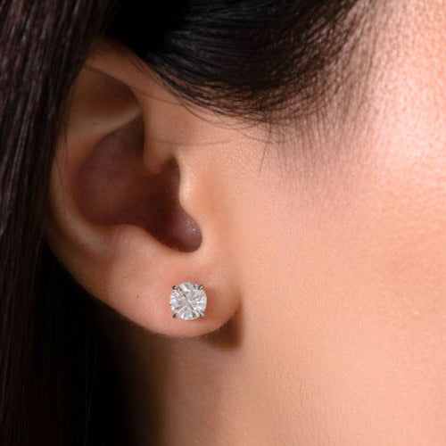 1.0ctw Lab Grown Round Diamond Stud Earrings in 14k white gold