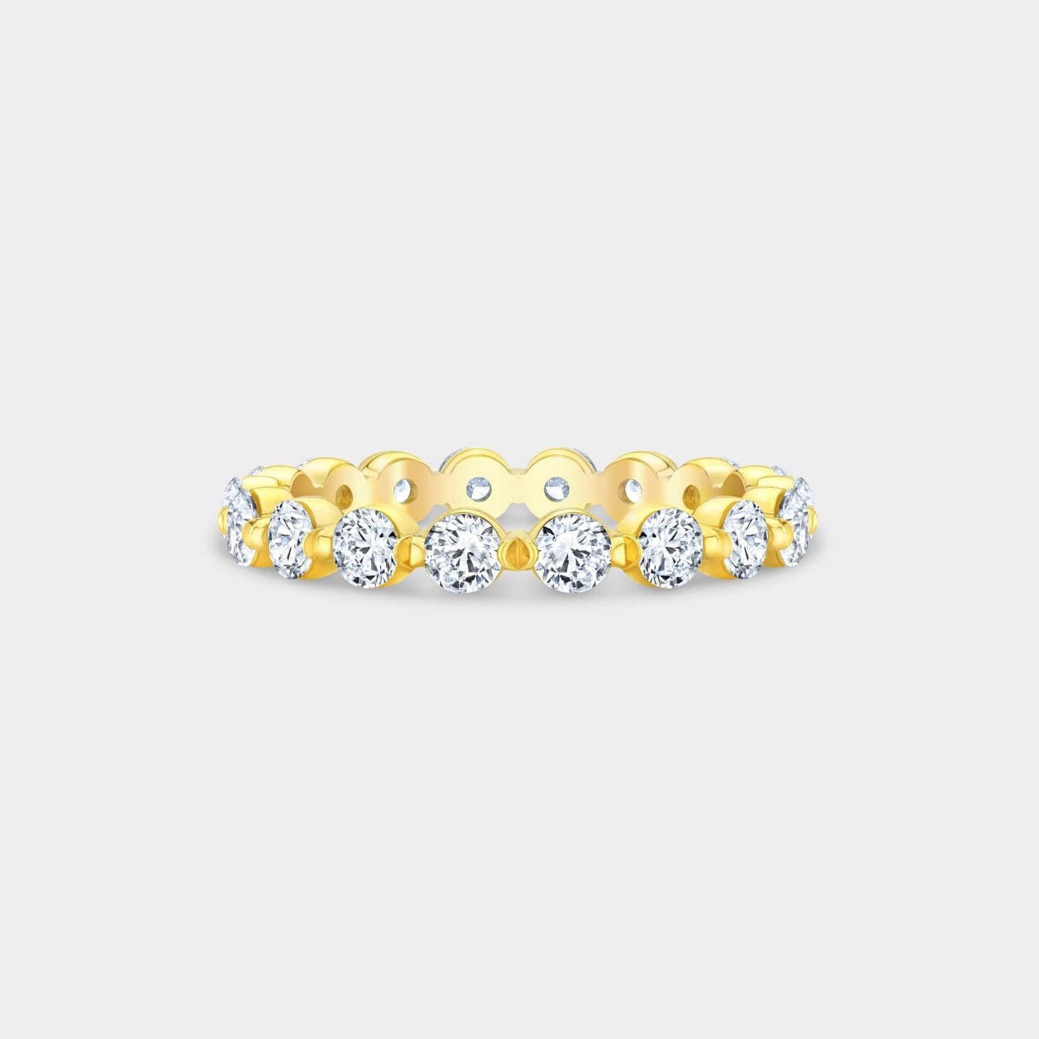 1.50ct Round Diamond Floating Diana Single Prong Yellow Gold 2.80mm Wedding Band in 18k yellow gold