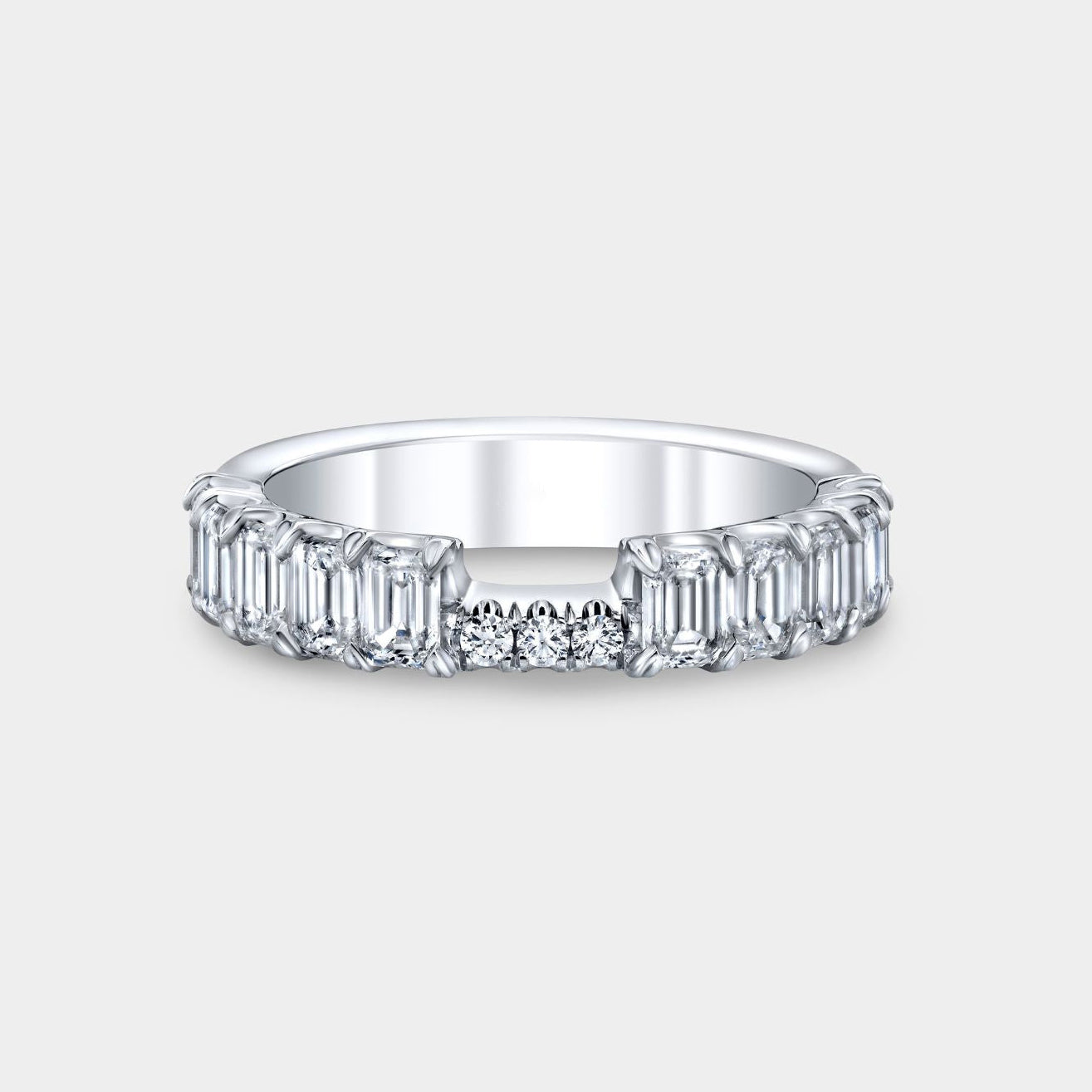 1.50ct Lab Grown Emerald Diamond Contour 3.80mm Platinum Wedding Band