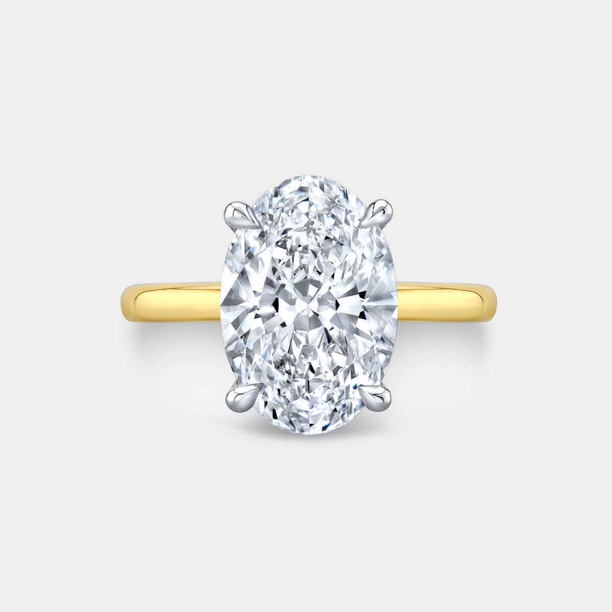 3ct Oval Diamond Full Wrap Hidden Halo Yellow Gold And Platinum Solitaire Engagement Ring