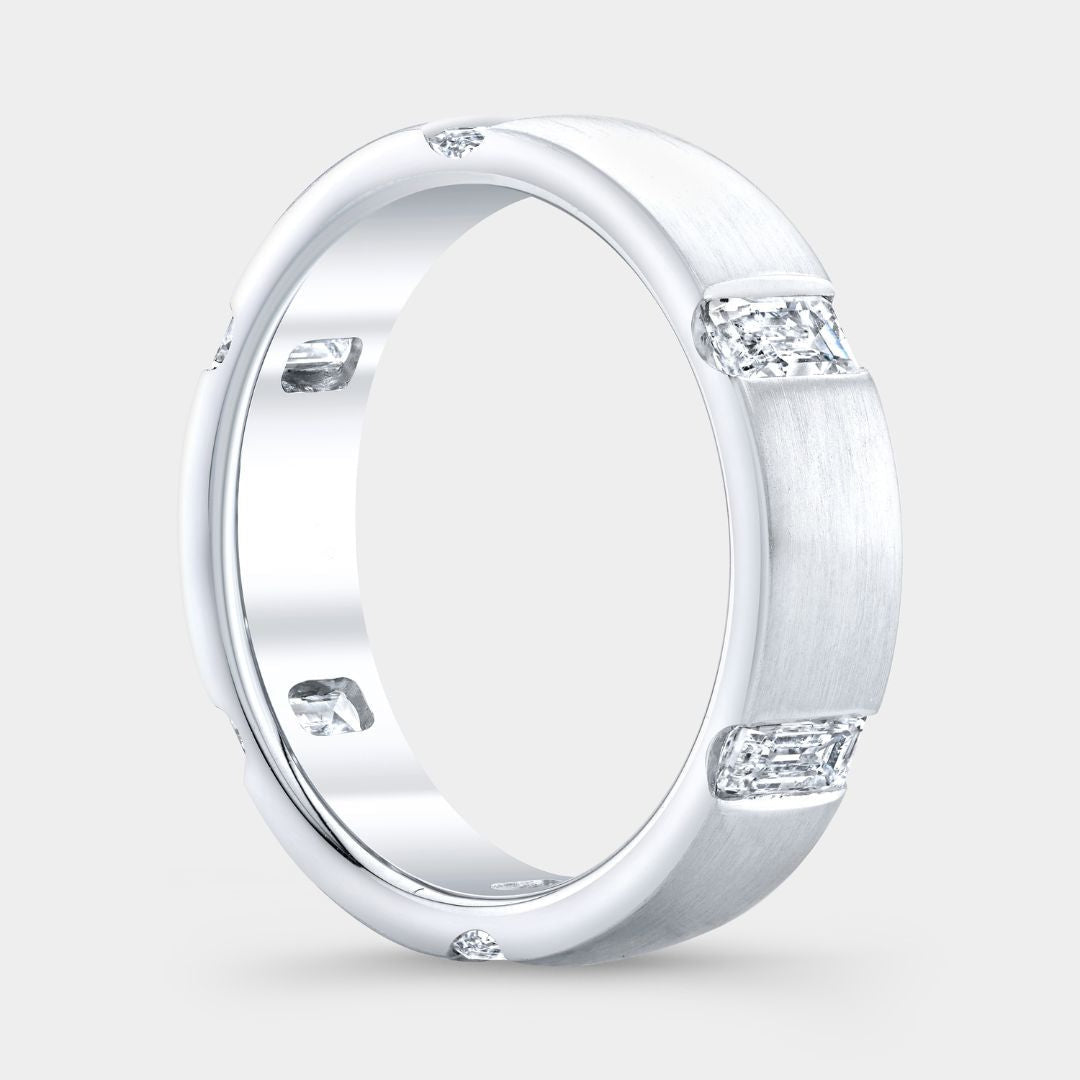 1ct Baguette Diamond 5.50mm Men's Platinum Eternity Band
