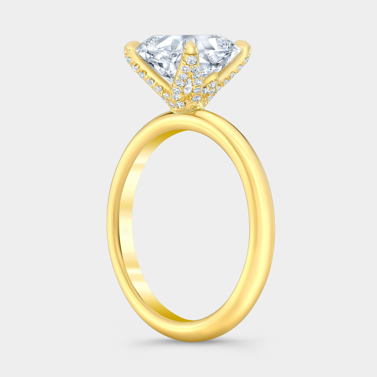 Cushion Diamond Tulip Solitaire Yellow Gold Engagement Ring