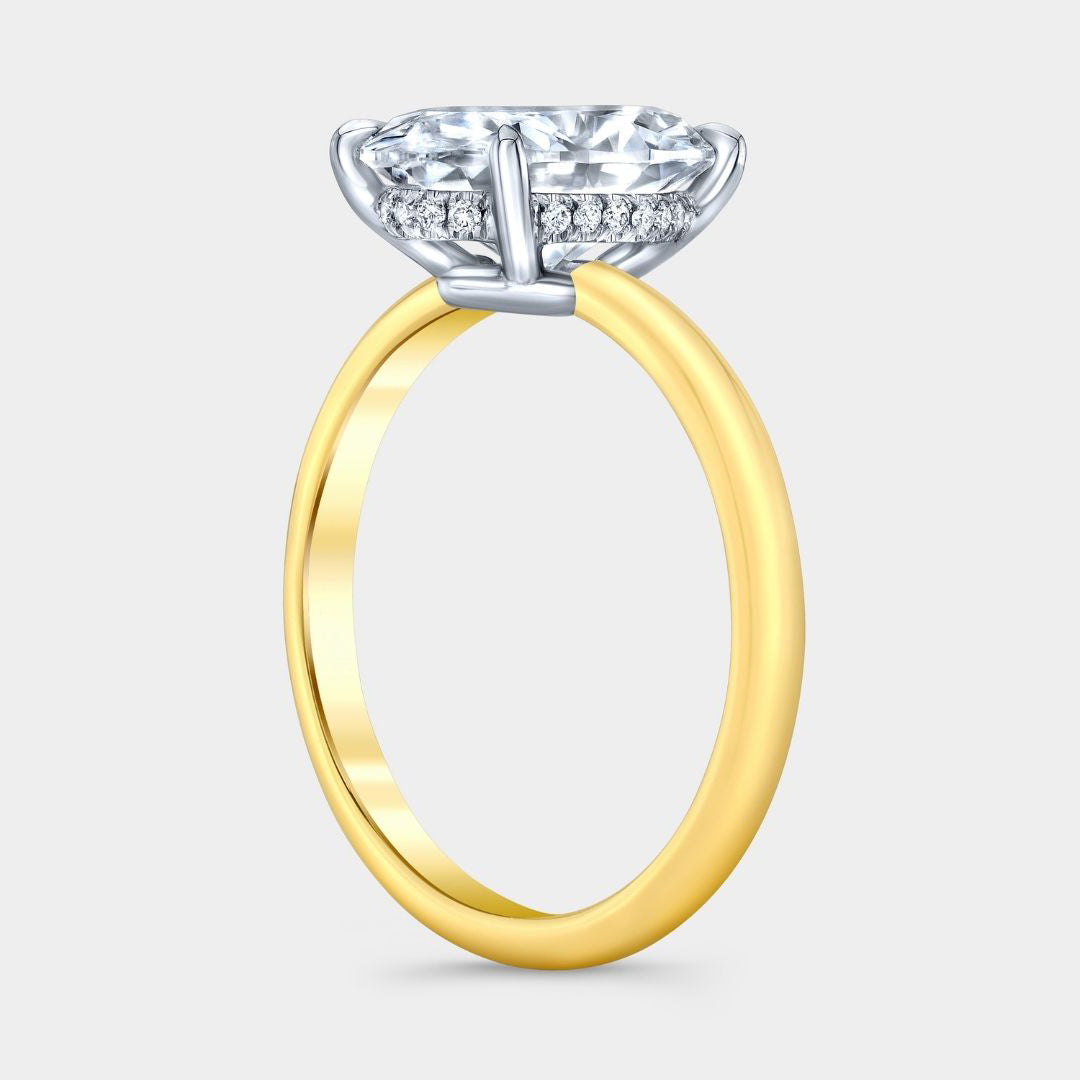 2.03ct Lab Grown Oval Diamond Hailey with Single Hidden Halo Yellow Gold And Platinum Engagement Ring