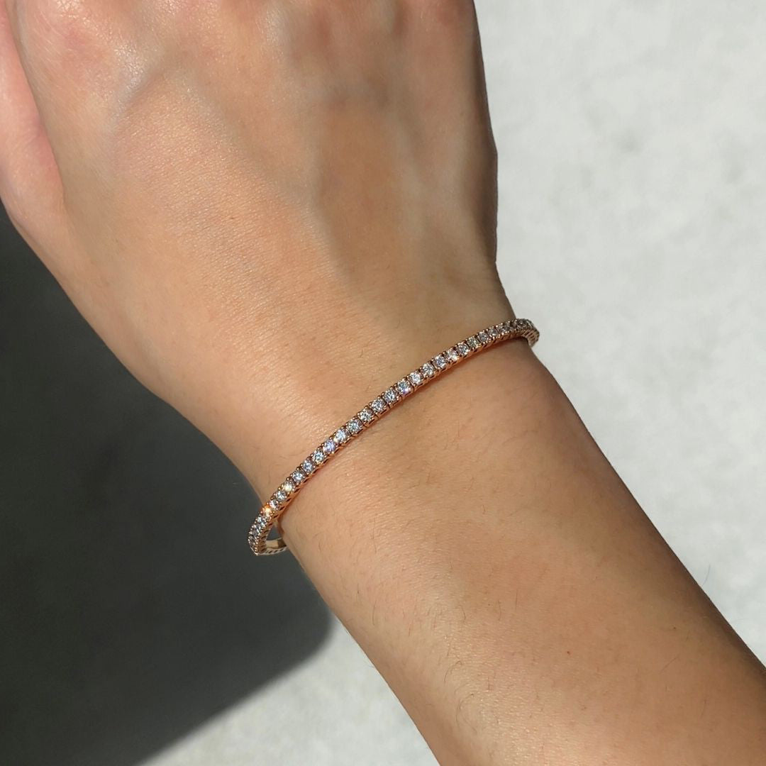 1.30ct Lab Grown Round Diamond Rose Gold Flexible Bangle in 14k rose gold