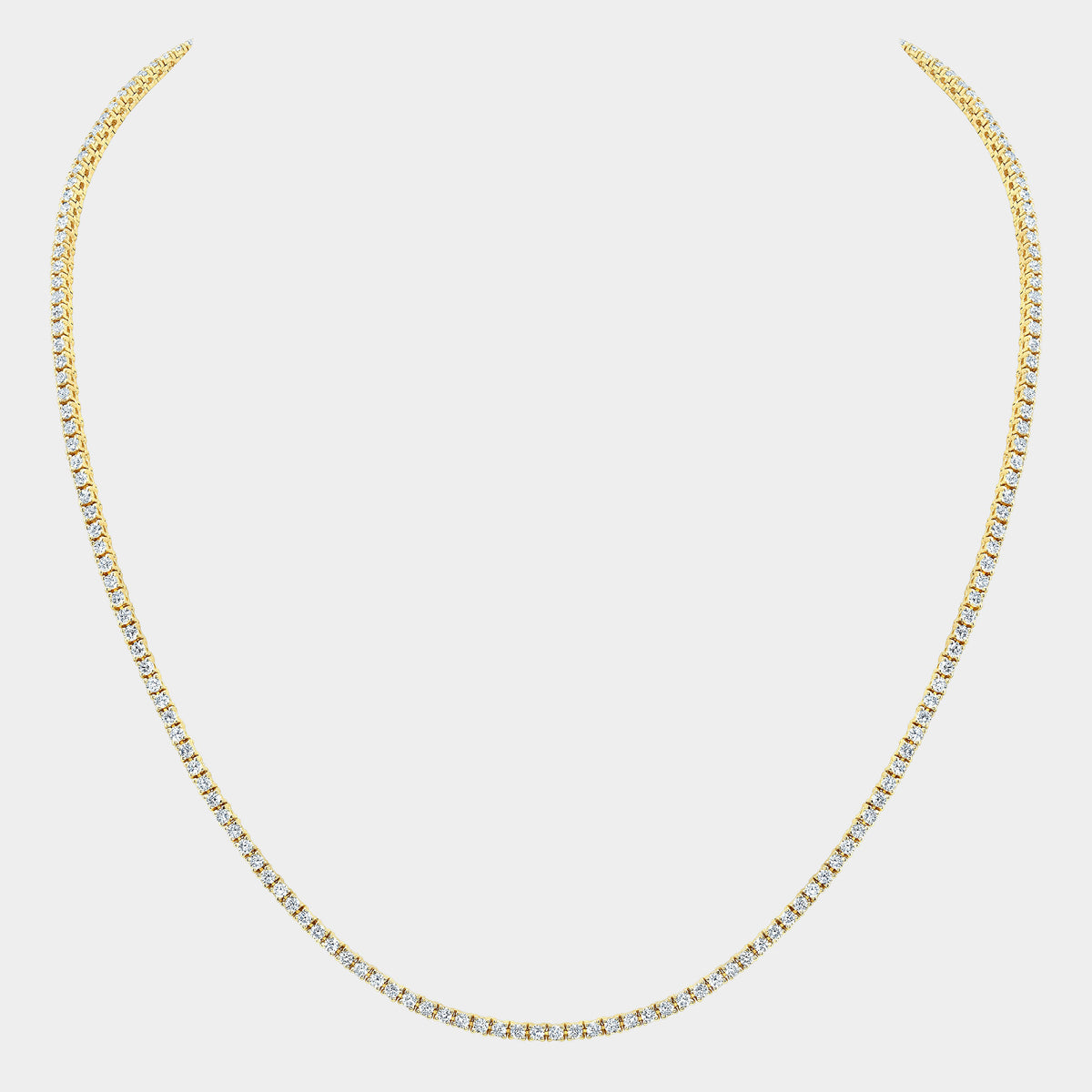 4ct Round Diamond Petite Choker Yellow Gold Tennis Necklace in 14k Yellow Gold