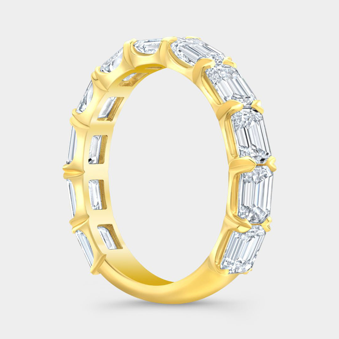 2.50ct Emerald Cut Diamond East West Chloe 3.00mm 14K Yellow Gold Wedding Band