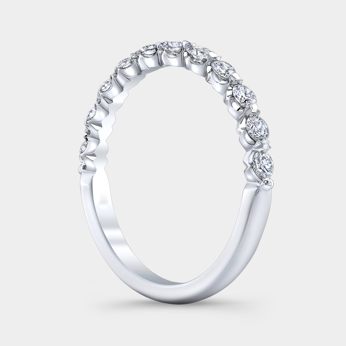 0.50ct Petite Round Shared Prong Crown Cut Diamond Band in Platinum