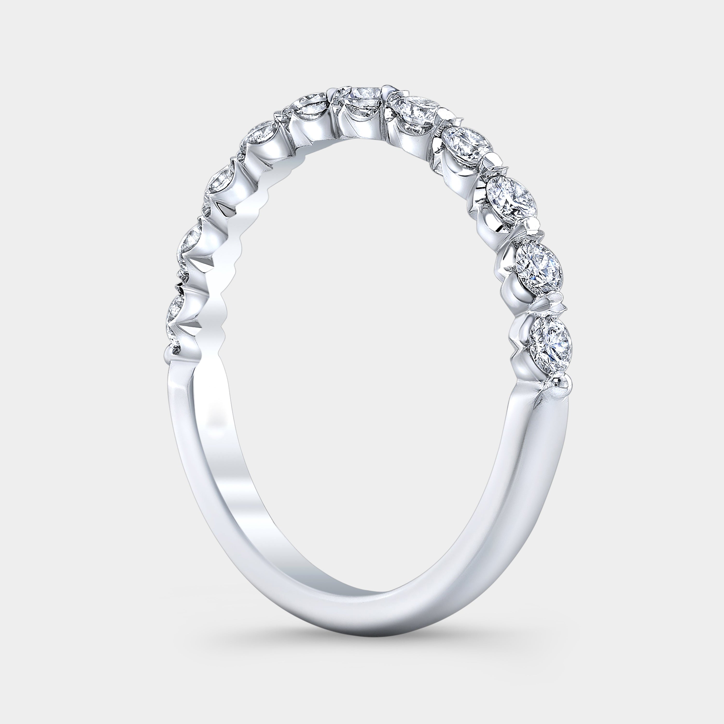 0.50ct Petite Round Shared Prong Crown Cut Diamond Band in Platinum