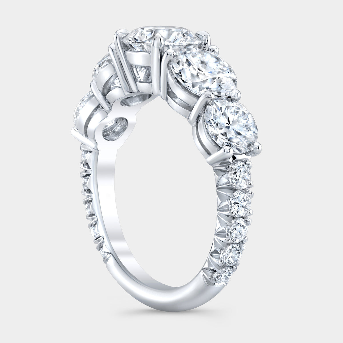 3.75ct Five Stone French Pave Round Diamond Band in Platinum