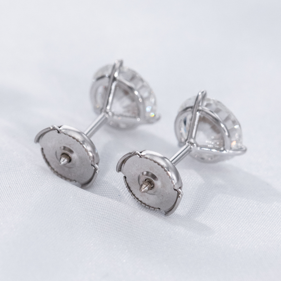 4.25ct Round Lab Grown Diamond White Gold Earrings in 14k White Gold