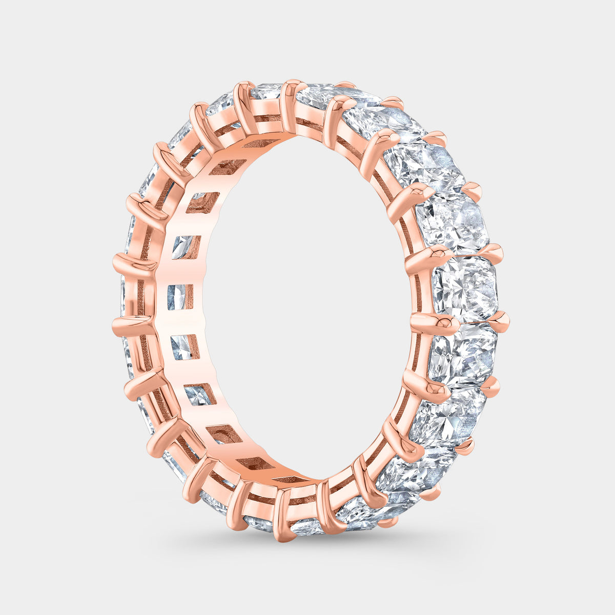 4.25ct Radiant Diamond Rose Gold Eternity Band in 14k Rose Gold