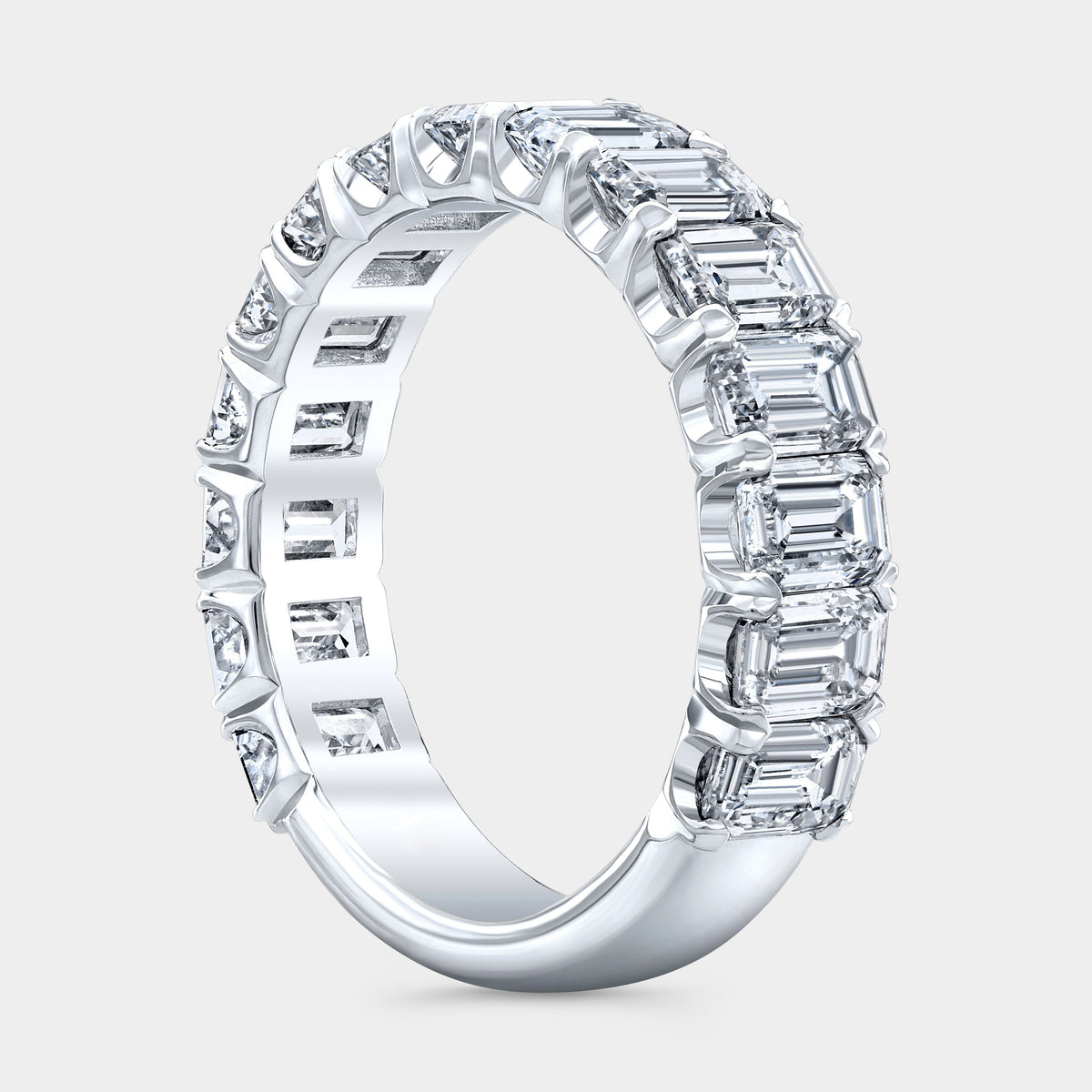 3.25ct Emerald Cut Diamond Platinum 4.30mm Chloe Wedding Band