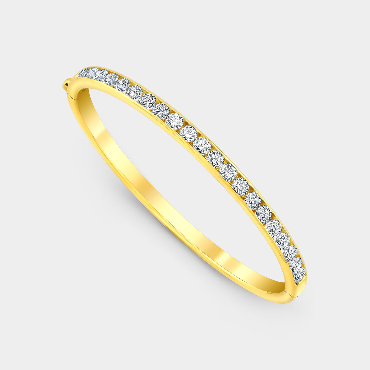 3ct Petite Round Lab Grown Diamond Channel Set Bangle Yellow Gold in 14K yellow gold