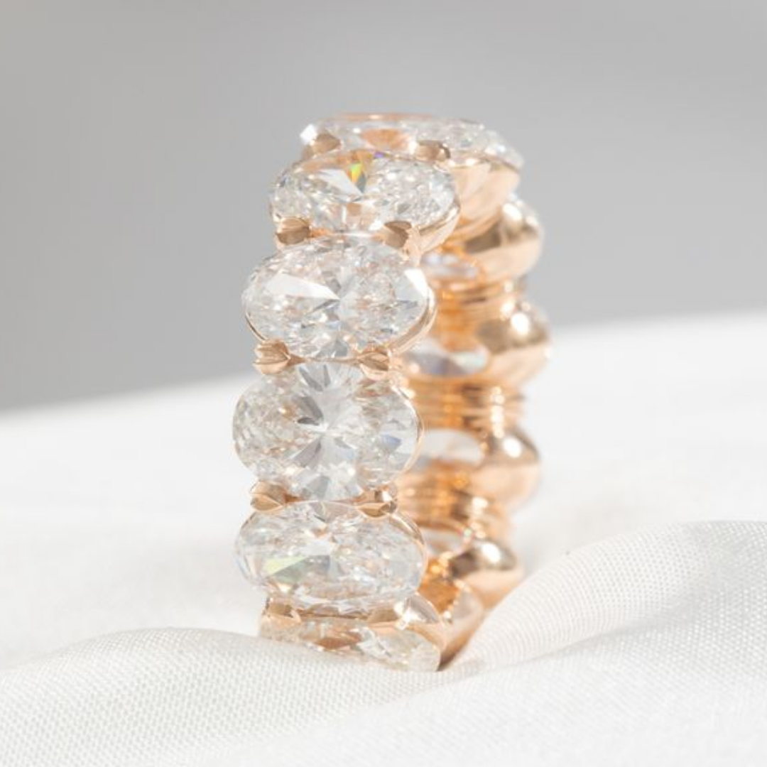 6.5ct Lab Oval Diamond Victoria 7mm Rose Gold Pinky Ring in 14k rose gold
