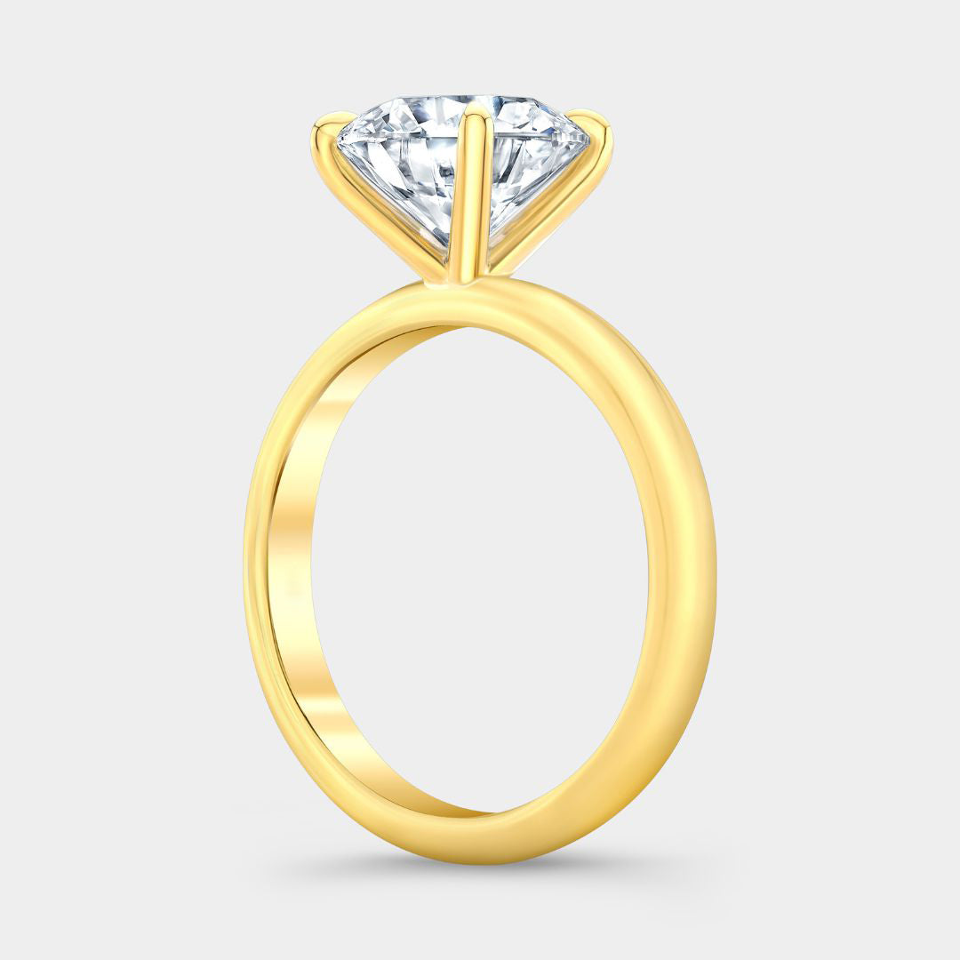 2.79ct Lab Grown Round Diamond 4 Prong Solitaire Yellow Gold Engagement Ring in 18k yellow gold