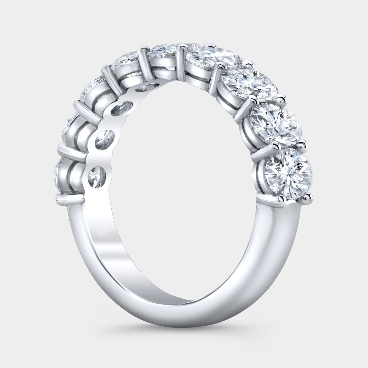 3ct Lab Grown Oval Diamond 9 Stone White Gold Wedding Band in 18k white gold