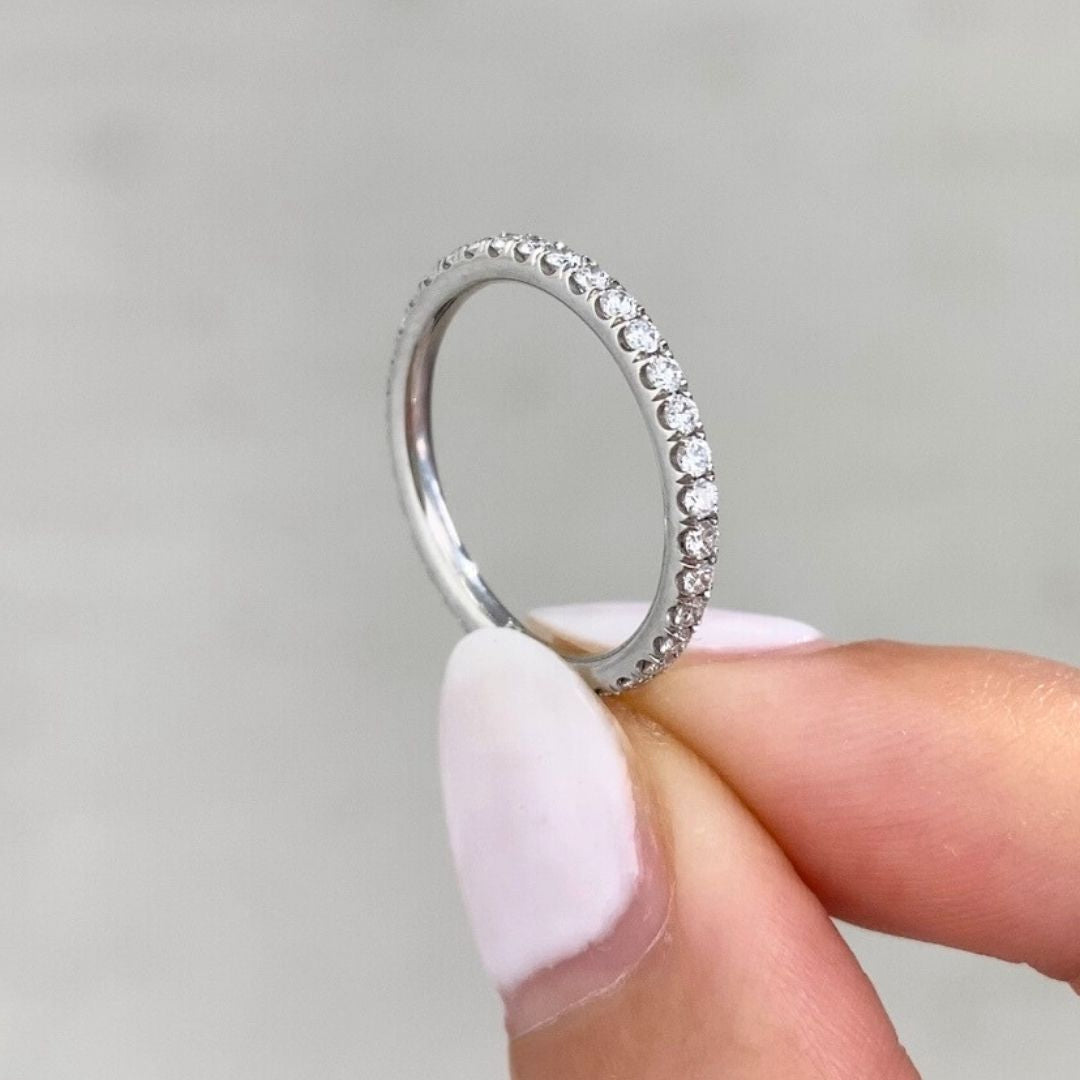 0.50ct Natural Round Diamond U Pave Platinum Eternity Wedding Band
