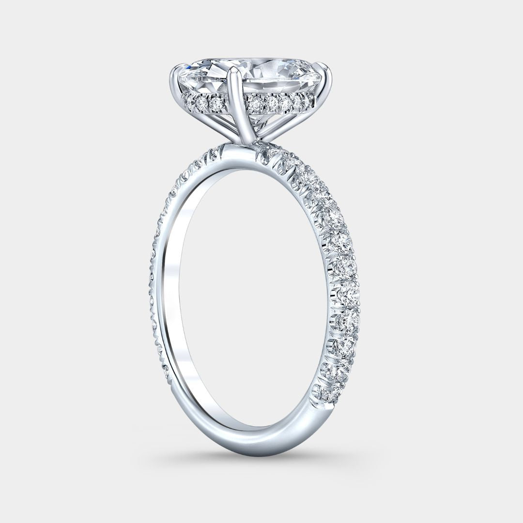 2.54ct Lab Grown Oval Diamond Hidden Halo with U Pave Platinum Engagement Ring