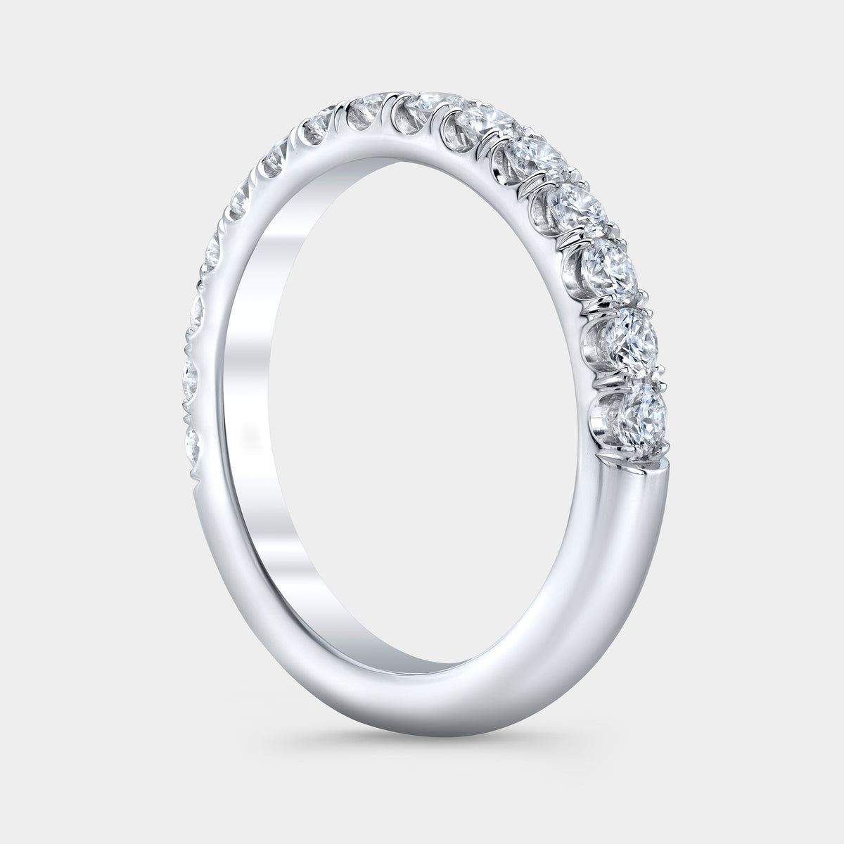 0.75ct Round Diamond U Pave White Gold Wedding Band in 18k White Gold