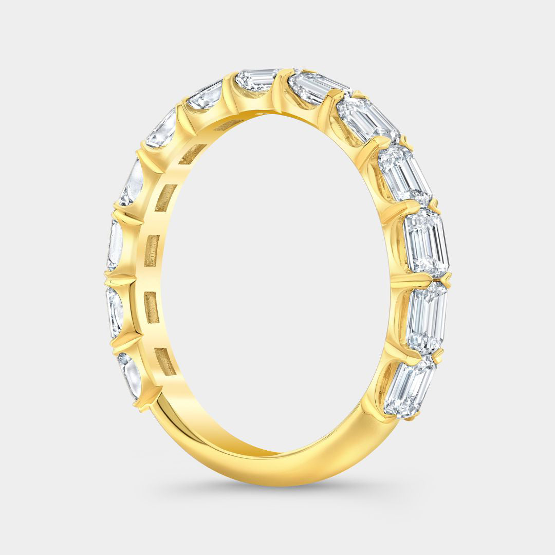 1.50ct Emerald Diamond East West Chloe 2.50mm Yellow Gold Wedding Band in 14k yellow gold