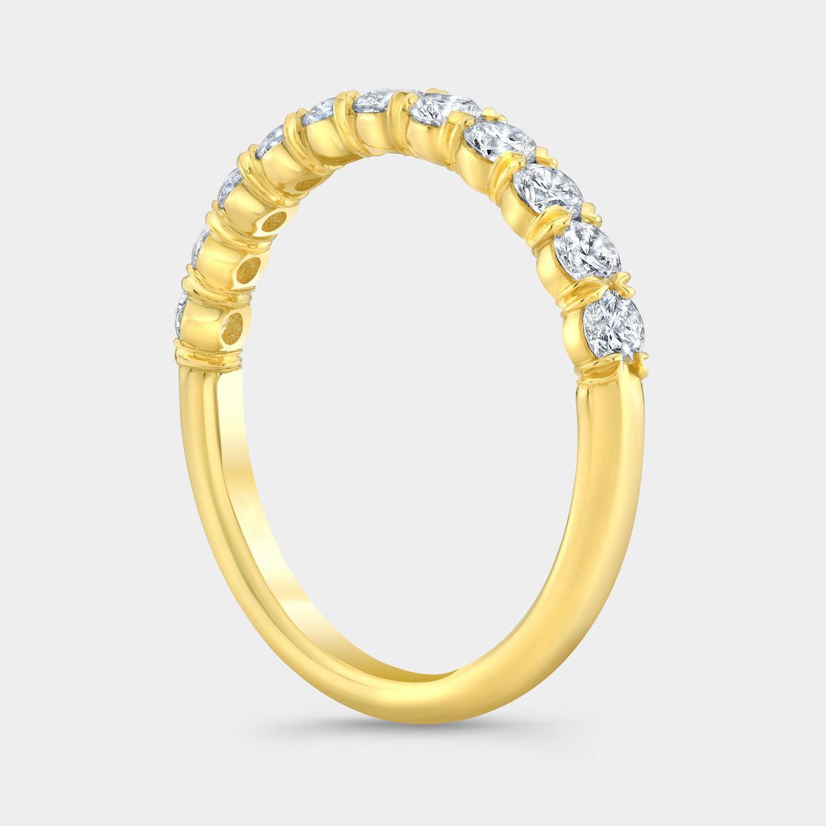 0.75ct Round Diamond Victoria Lab Grown  1/2 Way Yellow Gold Wedding Band in 18k yellow gold