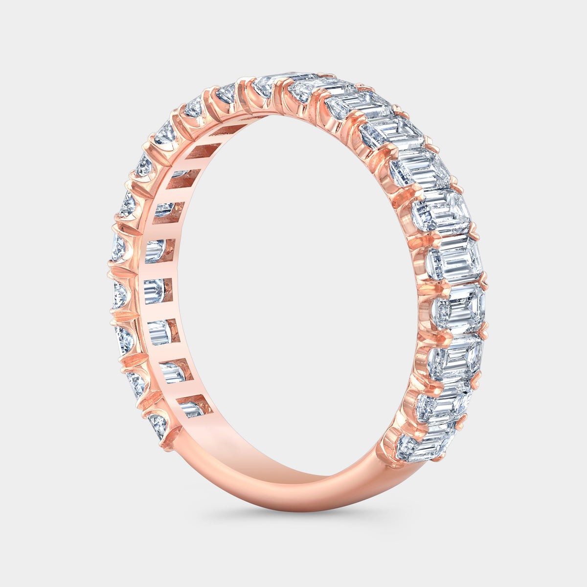 2ct Emerald Diamond Rose Gold 3.50mm Wedding Band