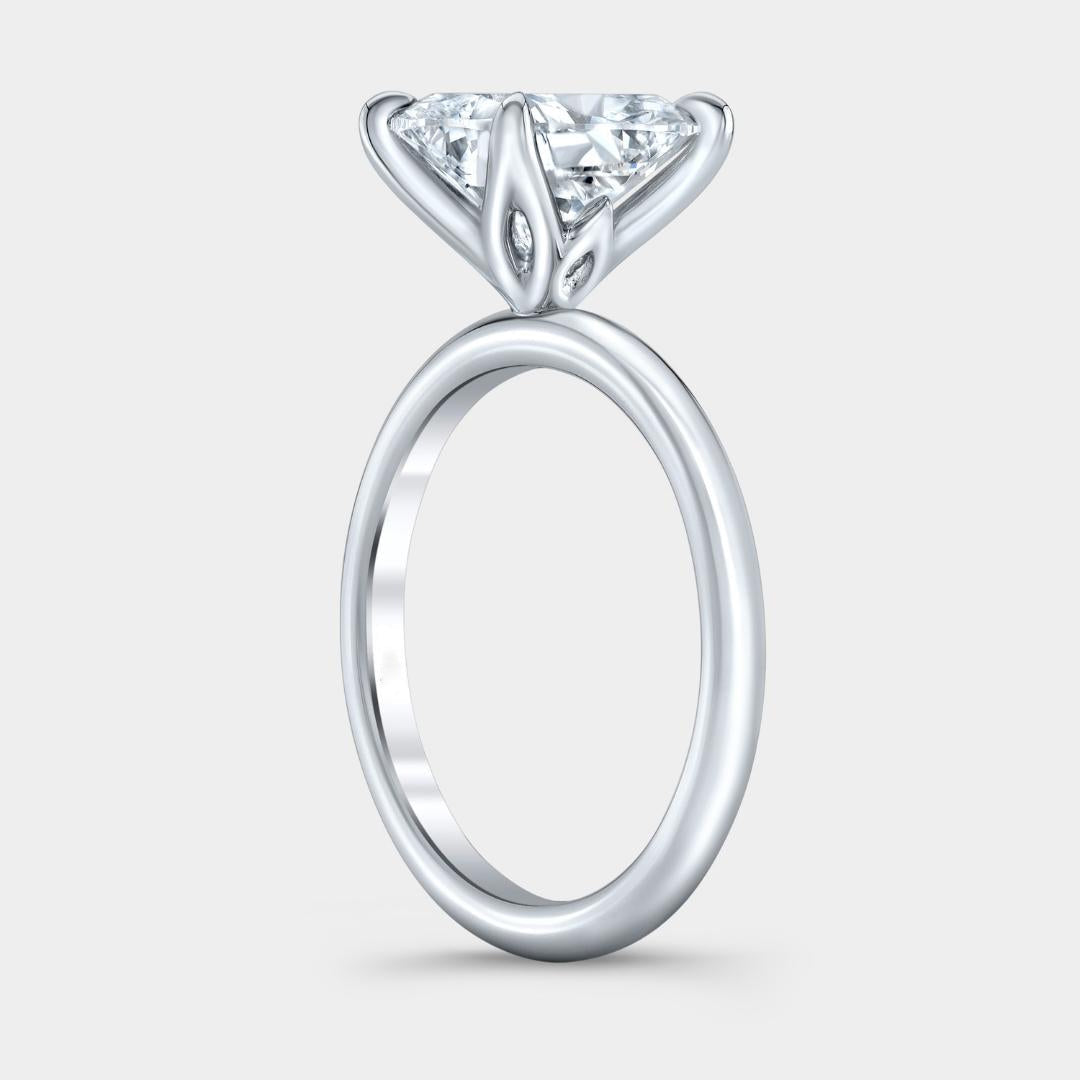 Cushion Diamond Tulip Solitaire Platinum Engagement Ring