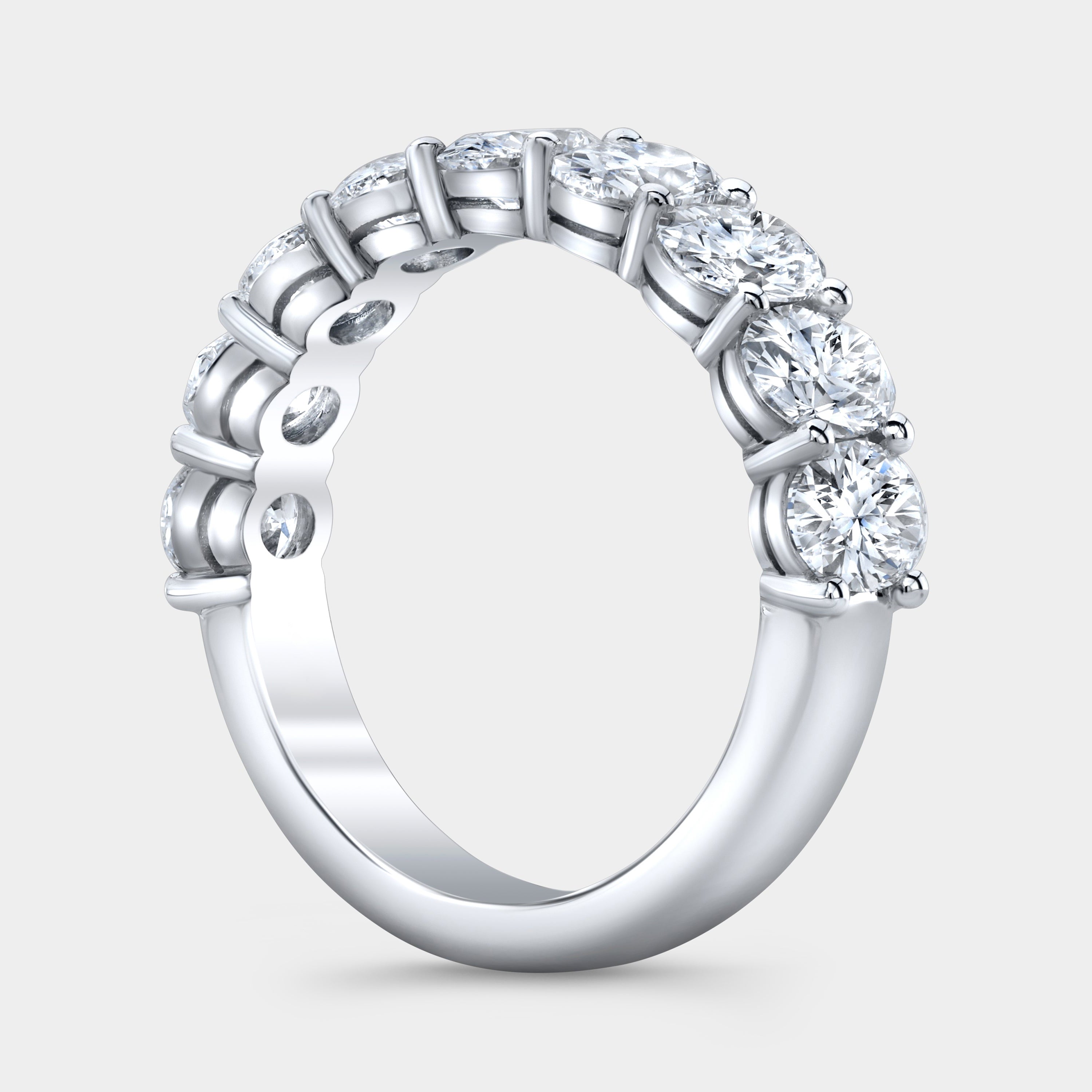 3ct Oval Diamond 9 Stone White Gold Wedding Band