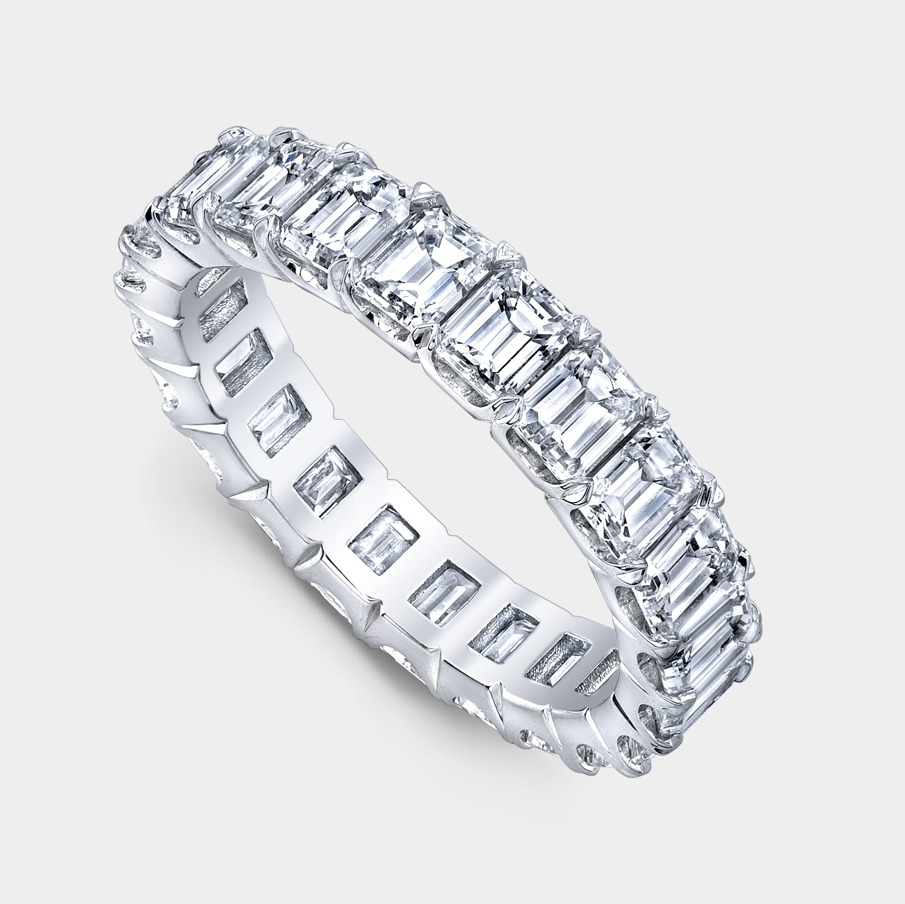 4.16ct Natural Emerald Diamond Chloe 4.20mm Platinum Eternity Wedding Band