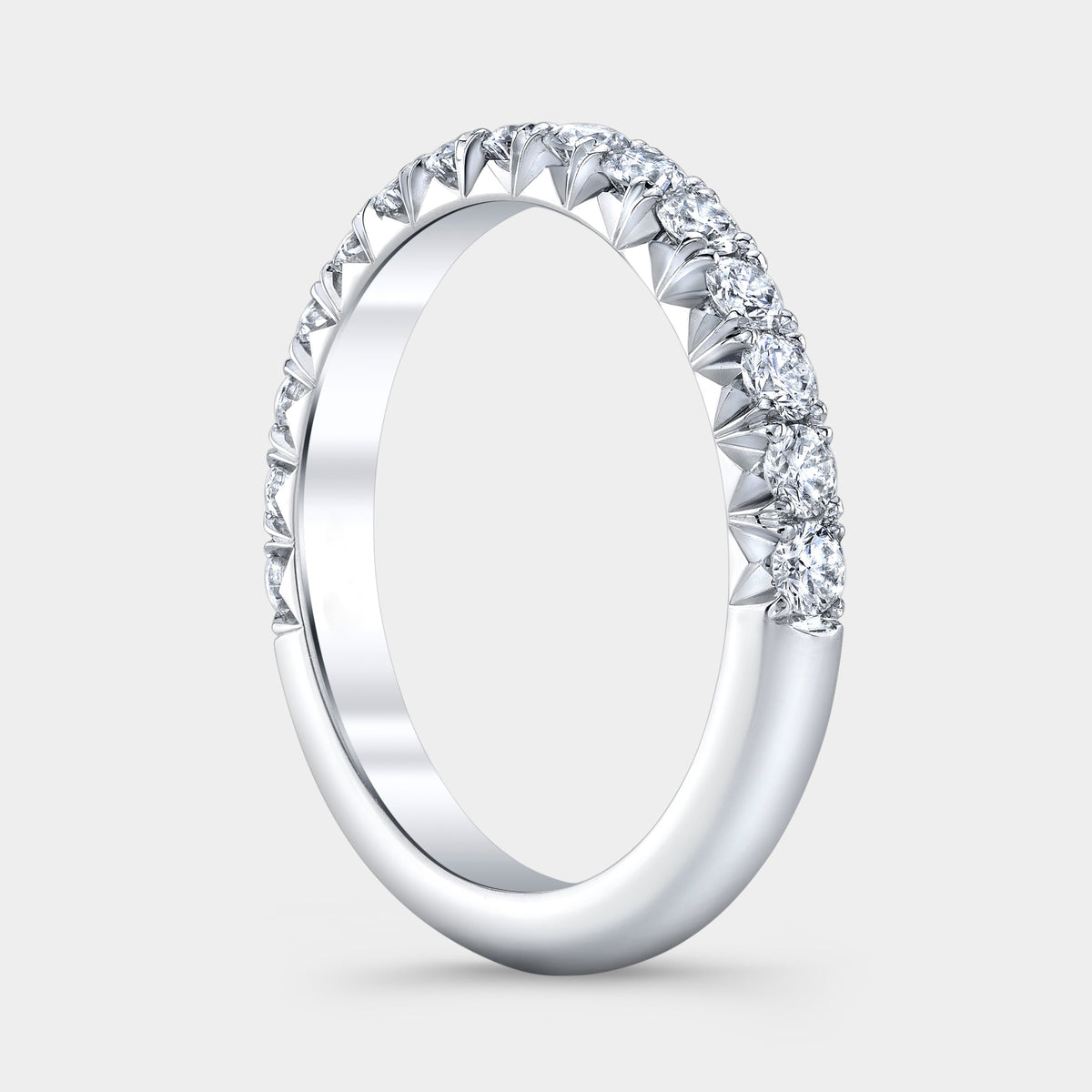 0.50ct French Pave 1/2 Way Diamond  Platinum Wedding Band